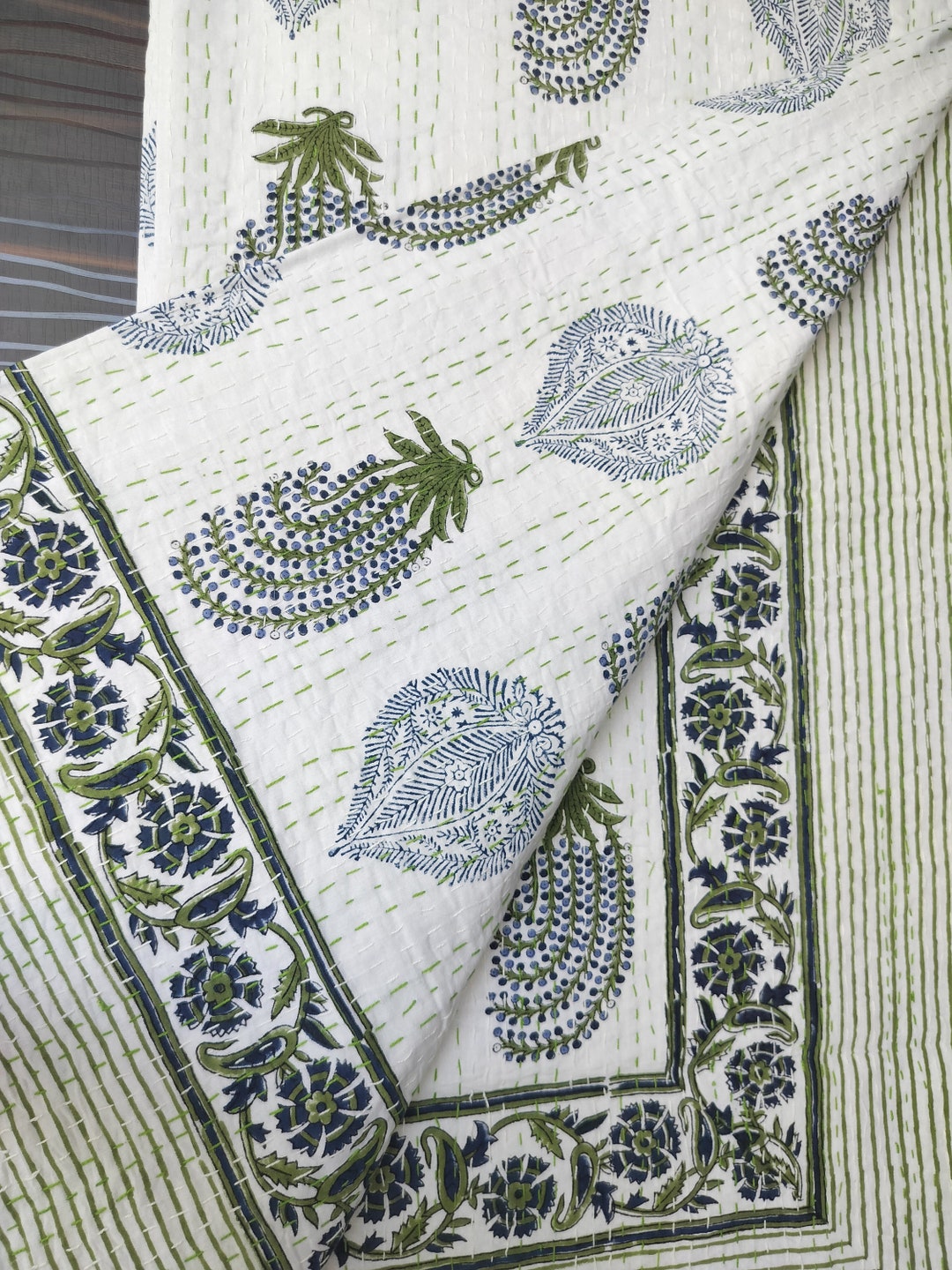 Indian Kantha Quilt Kantha Bedspread Indian Cotton Bed Cover Kantha