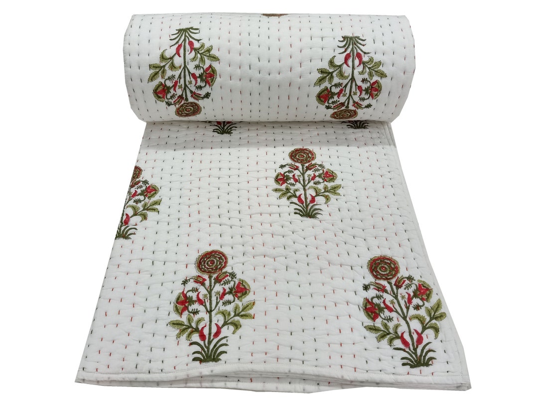 New Jaipuri Floral Print Cotton Quilt Hand Made Cotton Quilt Etsy