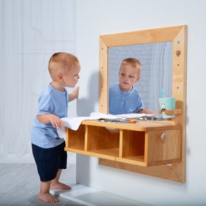 Miroir Montessori avec lavabo et rail de support, 2 en 1 image 2