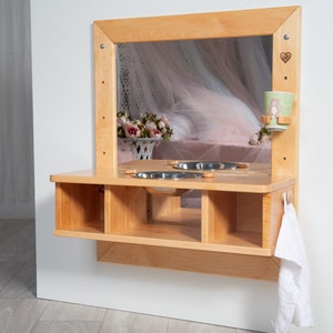 Miroir Montessori avec lavabo et rail de support, 2 en 1 image 4