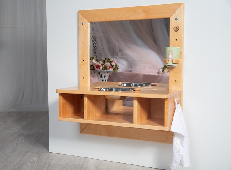 Miroir Montessori avec lavabo et rail de support, 2 en 1 image 4