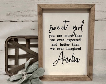 Sweet Girl Farmhouse Sign | Girl Nursery Sign Decor | Baby Girl Nursery Sign | Baby Shower Gift