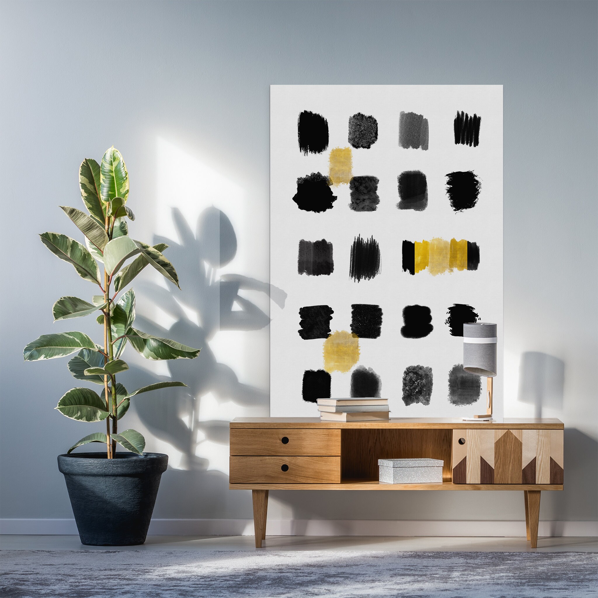 Golden Square - Estampes d'art Mural Abstrait Vertical Art de Mur Moderne Mur