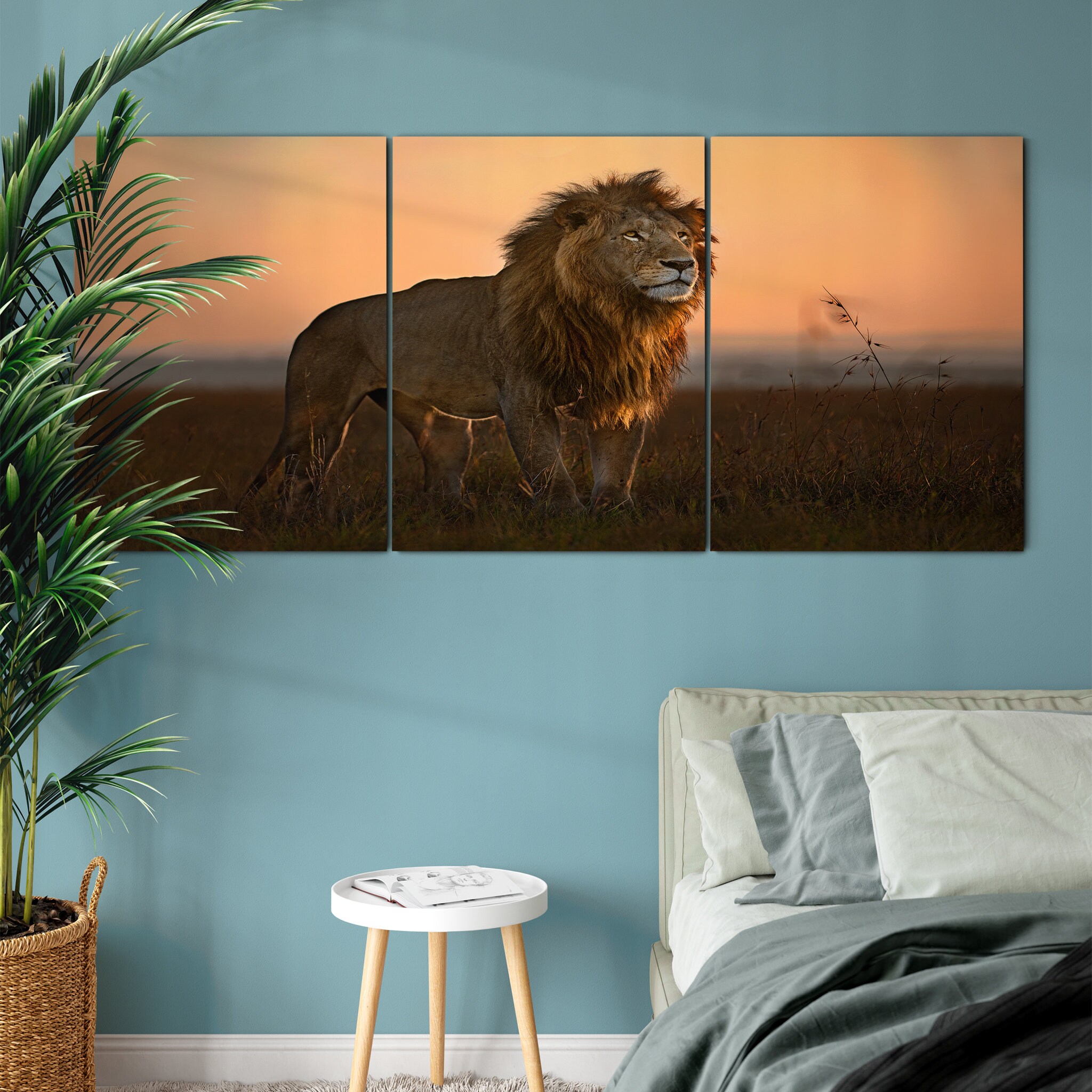 Le Roi Dans La Lumière Du Matin Art Mural sur Toile - de Lion Impression d'animal