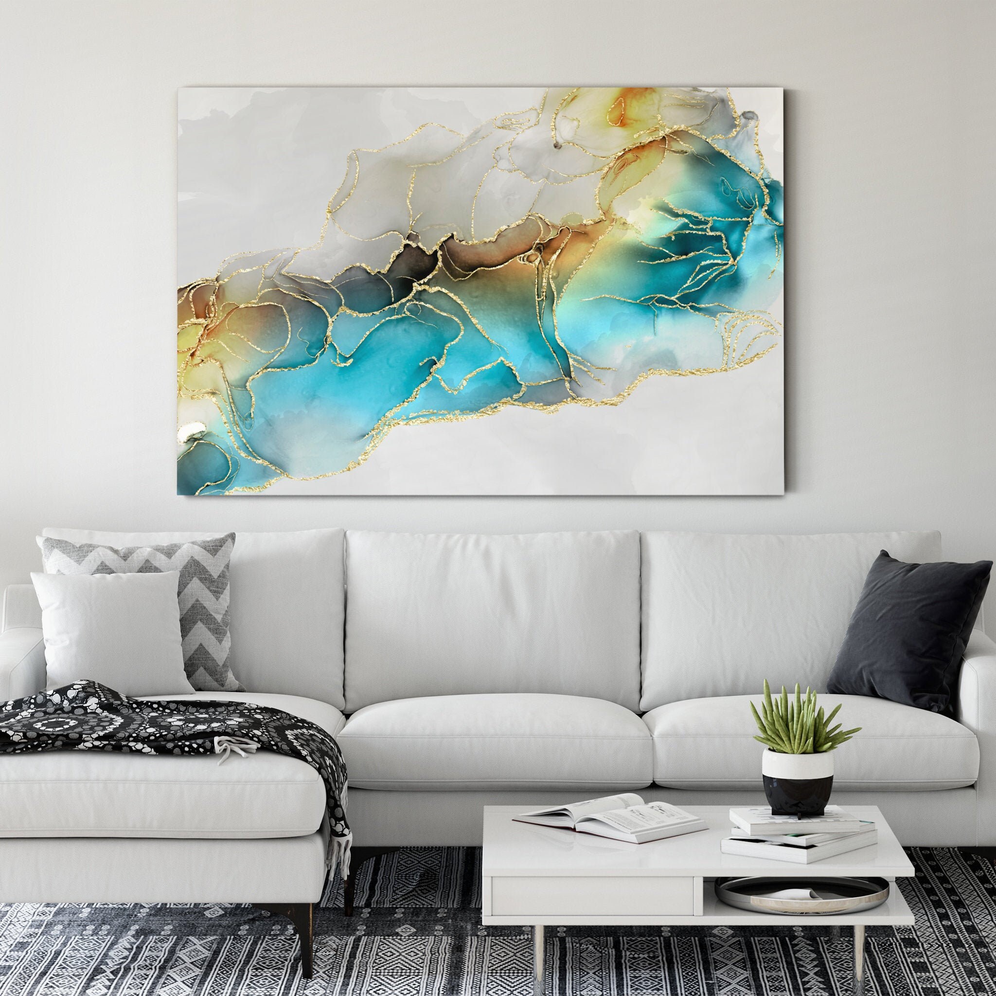 Gold Ice- Art Print & Abstract Wall Art For Living Room Or Office - Expédition Dans Le Monde Entier 