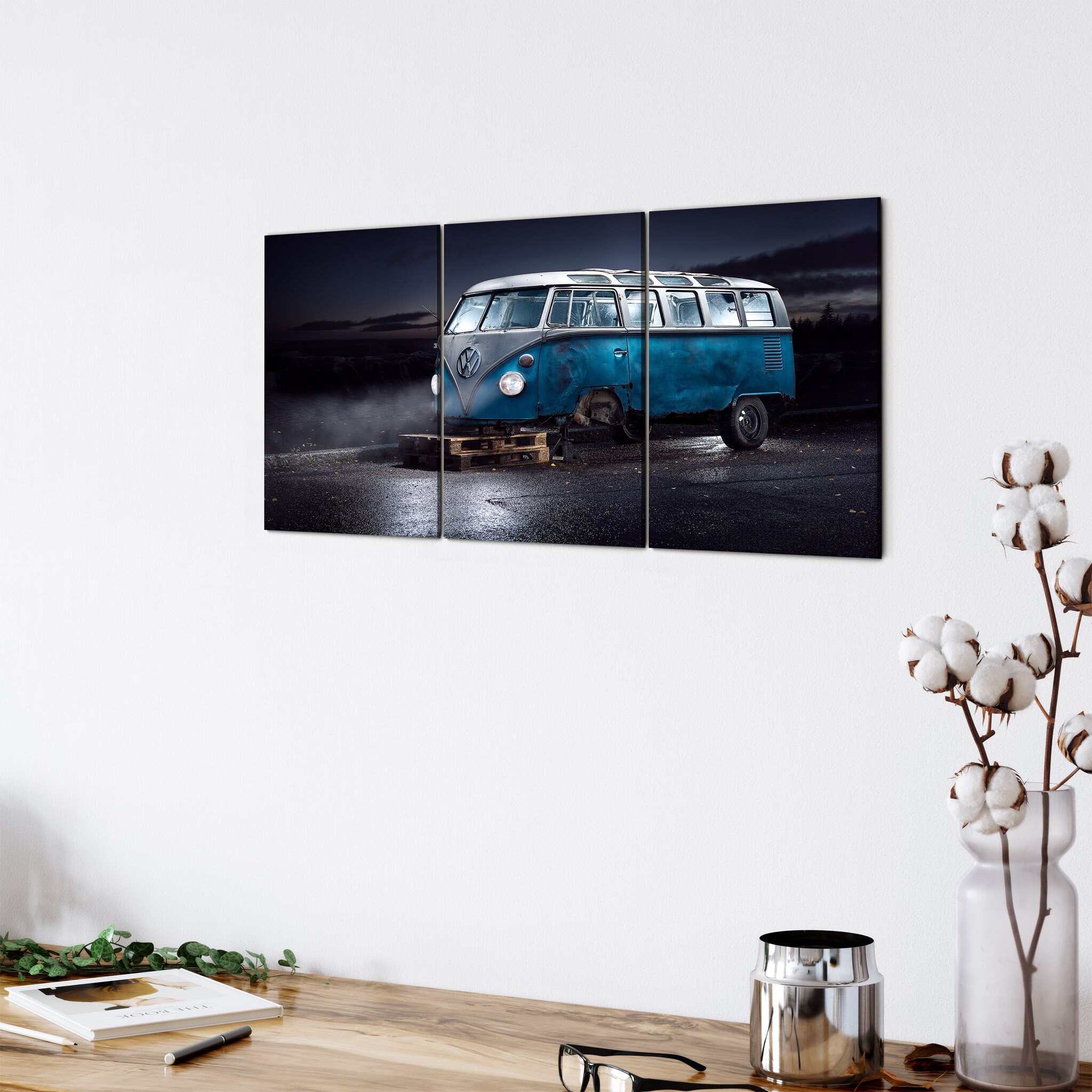 Vw Kleinbus Canvas Art Mural - Photographie Nocturne Peintures de Salon