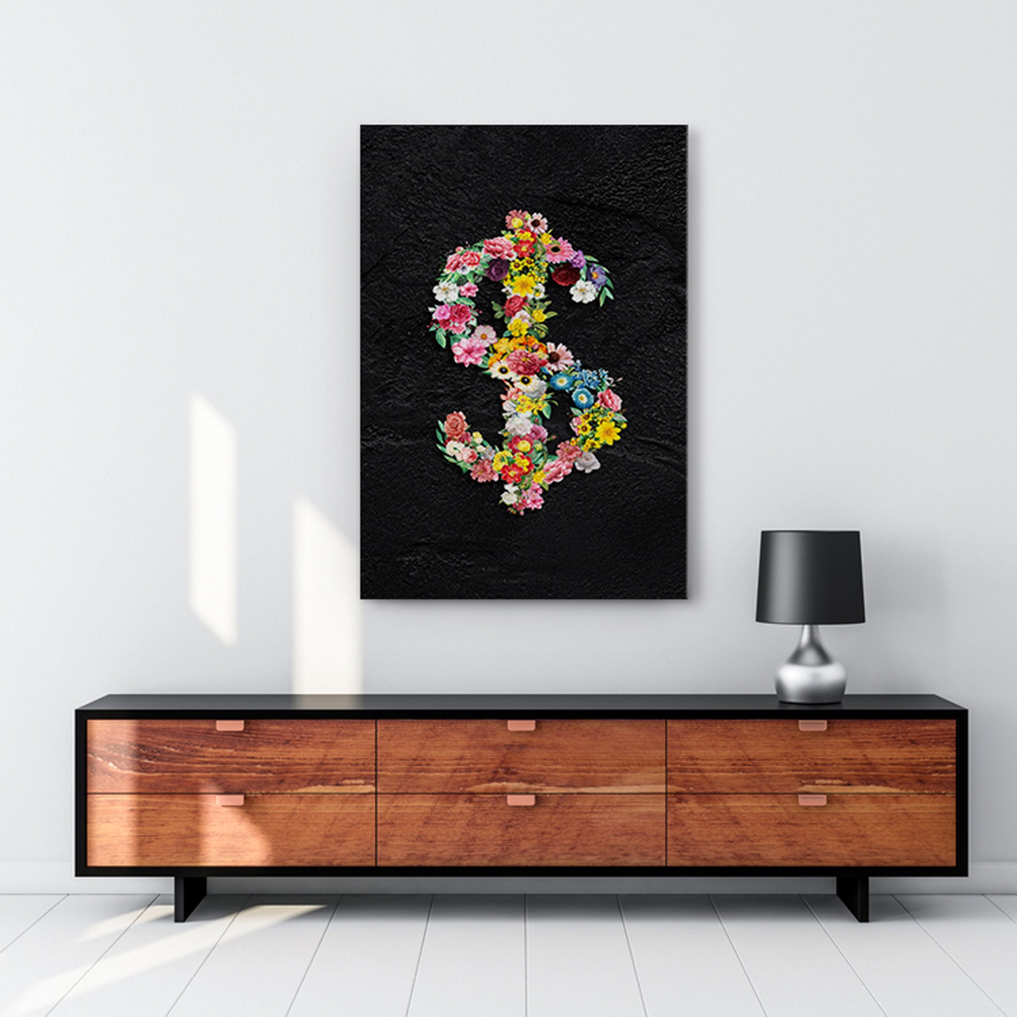 Floral Dollar Art Mural Inspirant, Toile d'art - Décoration de Bureau/Accessoires Bureau