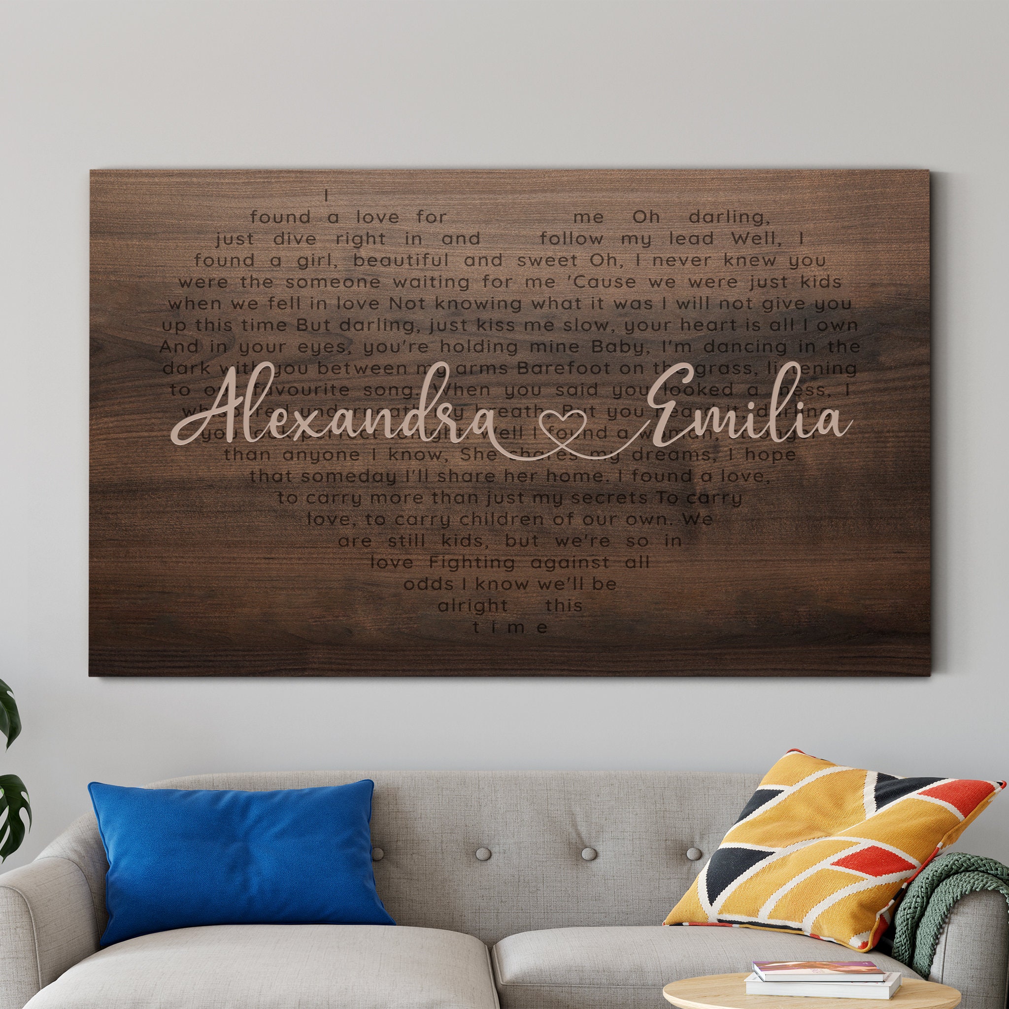 Couple Heart Personnalisé - Personnalisé, Impression Personnalisée sur Toile de Collage Familial, Ca