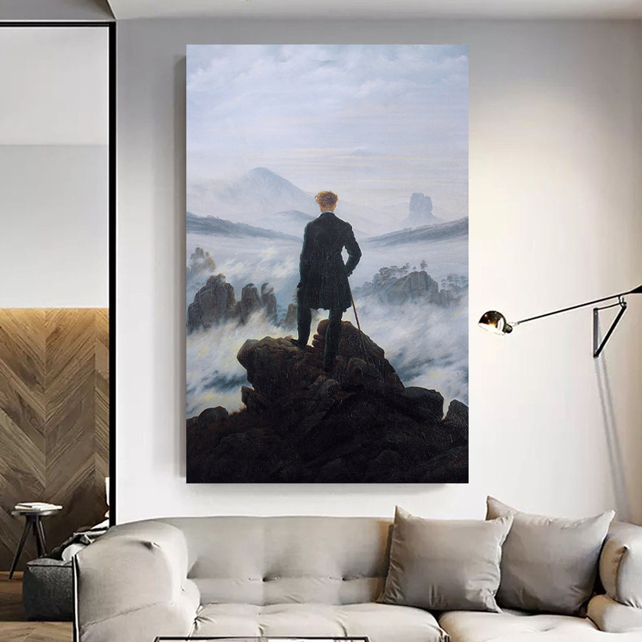 El Caminante Sobre El Mar de Nubes Toile - Reproduction d'art sur Une Affiche Encadrée/Impression