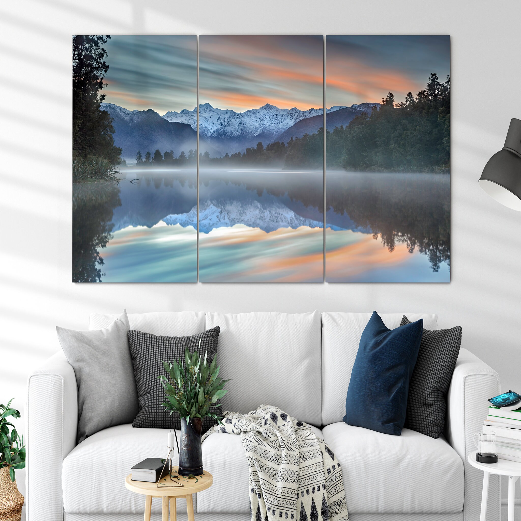 Pastel Hues Art Mural sur Toile - Art Du Lac de Montagne