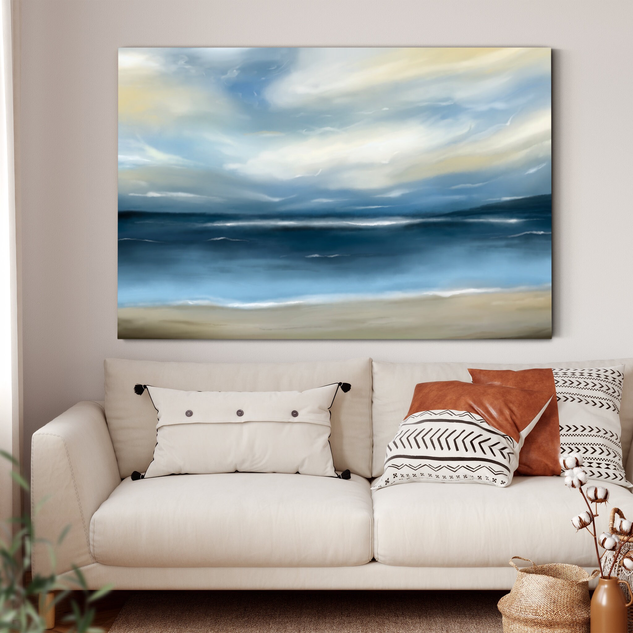 Entre Les Rives Art Mural en Toile - Moderne, Abstrait, Boho Print, Moderne