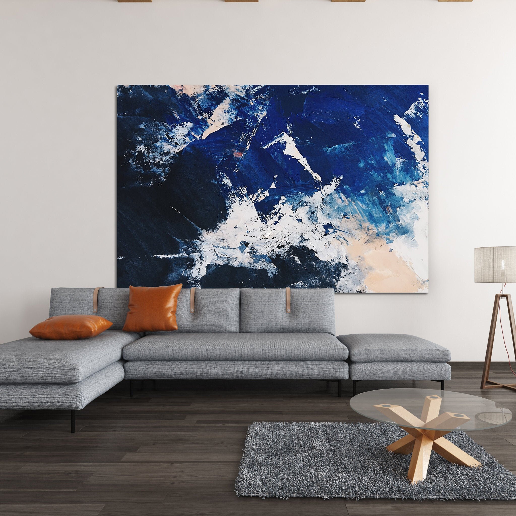 Vue Aérienne Art Abstrait de Mur - Grand Art Toile Marbre Surdimensionné et Beau, Décor Moderne Mur