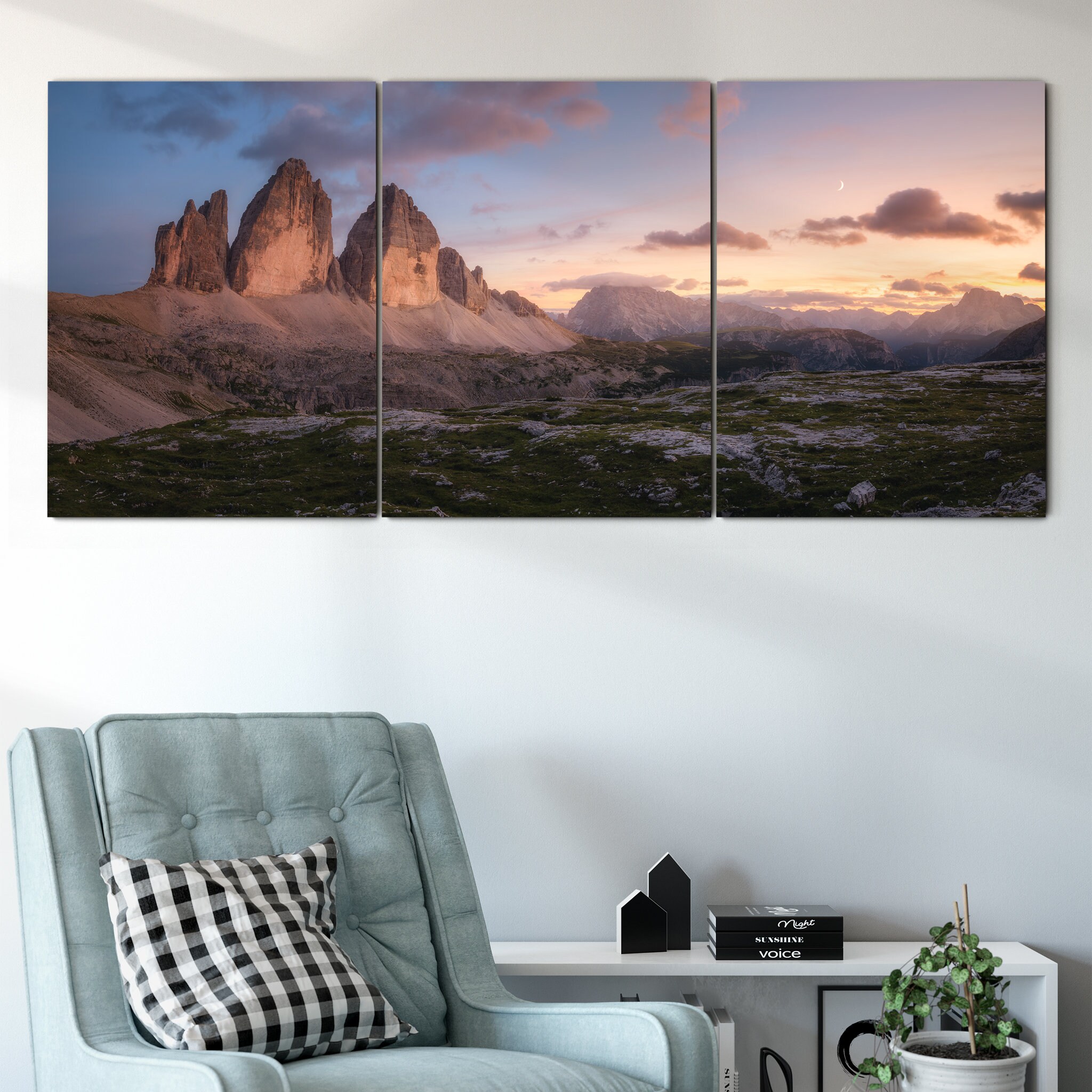 Une Soirée Dans Les Dolomites Art Mural sur Toile - de Montagne Montagne