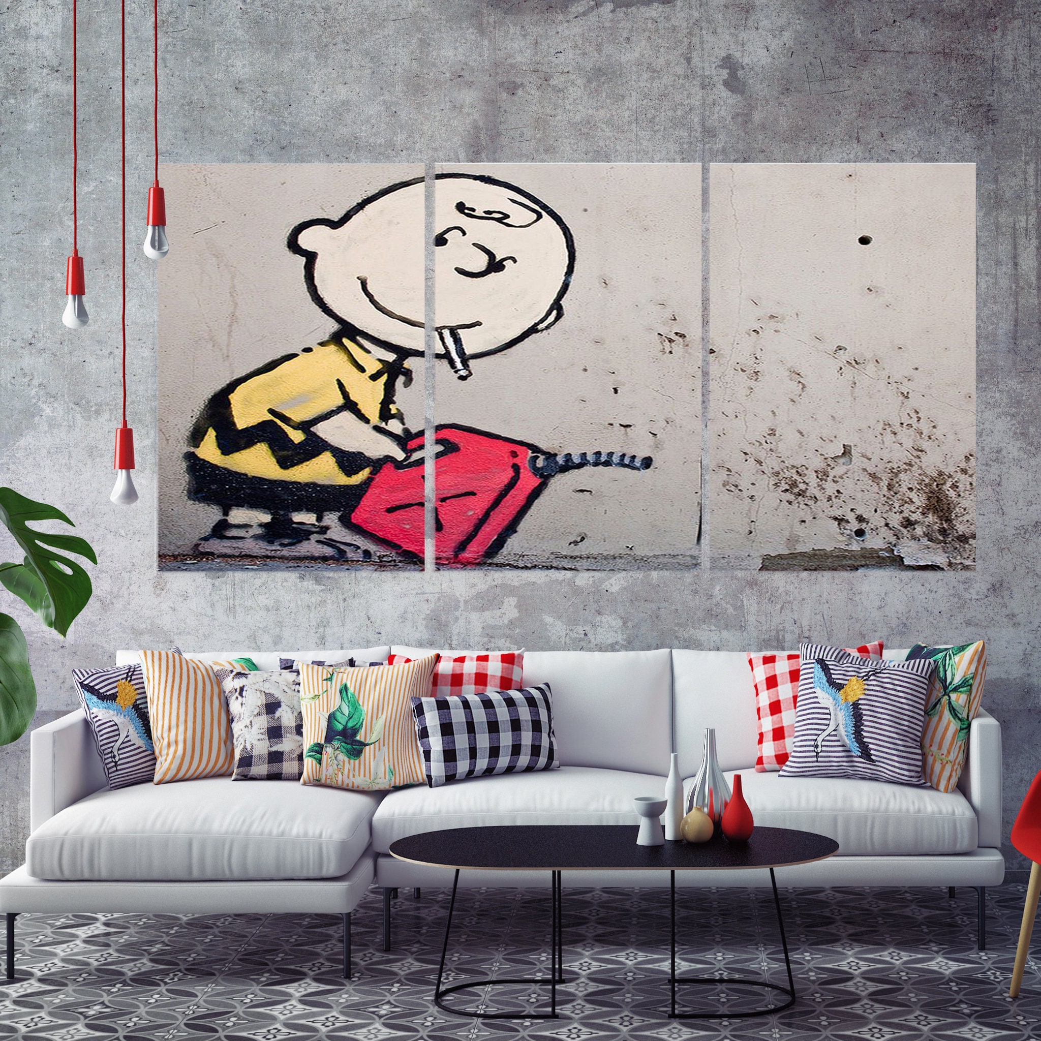 Banksy Canvas Print - Banksy Charlie Brown Firestarter Art Mural Toile d'art Graffiti Reproduction T