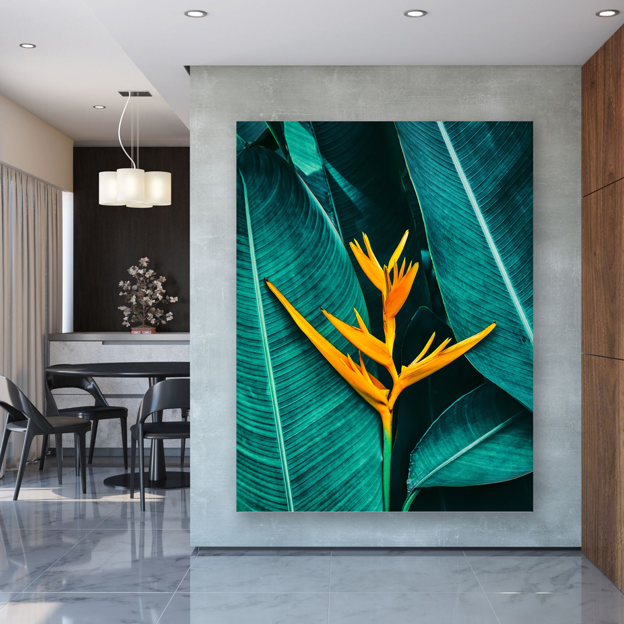 Oiseau de Paradis Art Mural Toile - Floral &toile Murale Florale Art Zen Relaxant