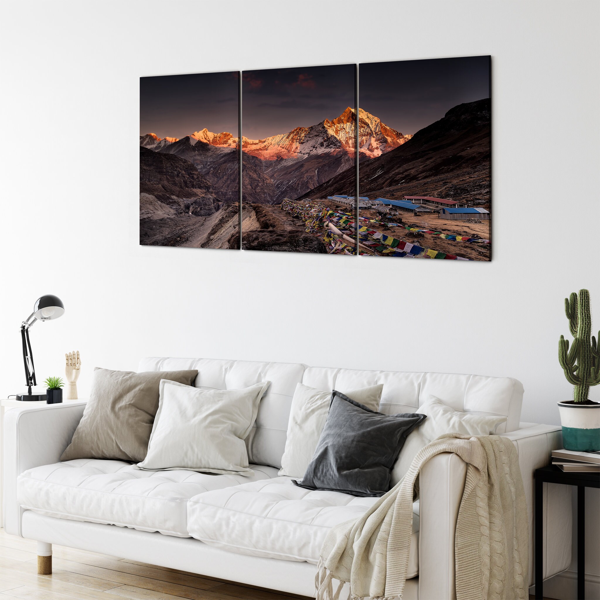 Annapurna Base Camp Canvas Wall Art - Mural de Montagne Paysage Abstrait
