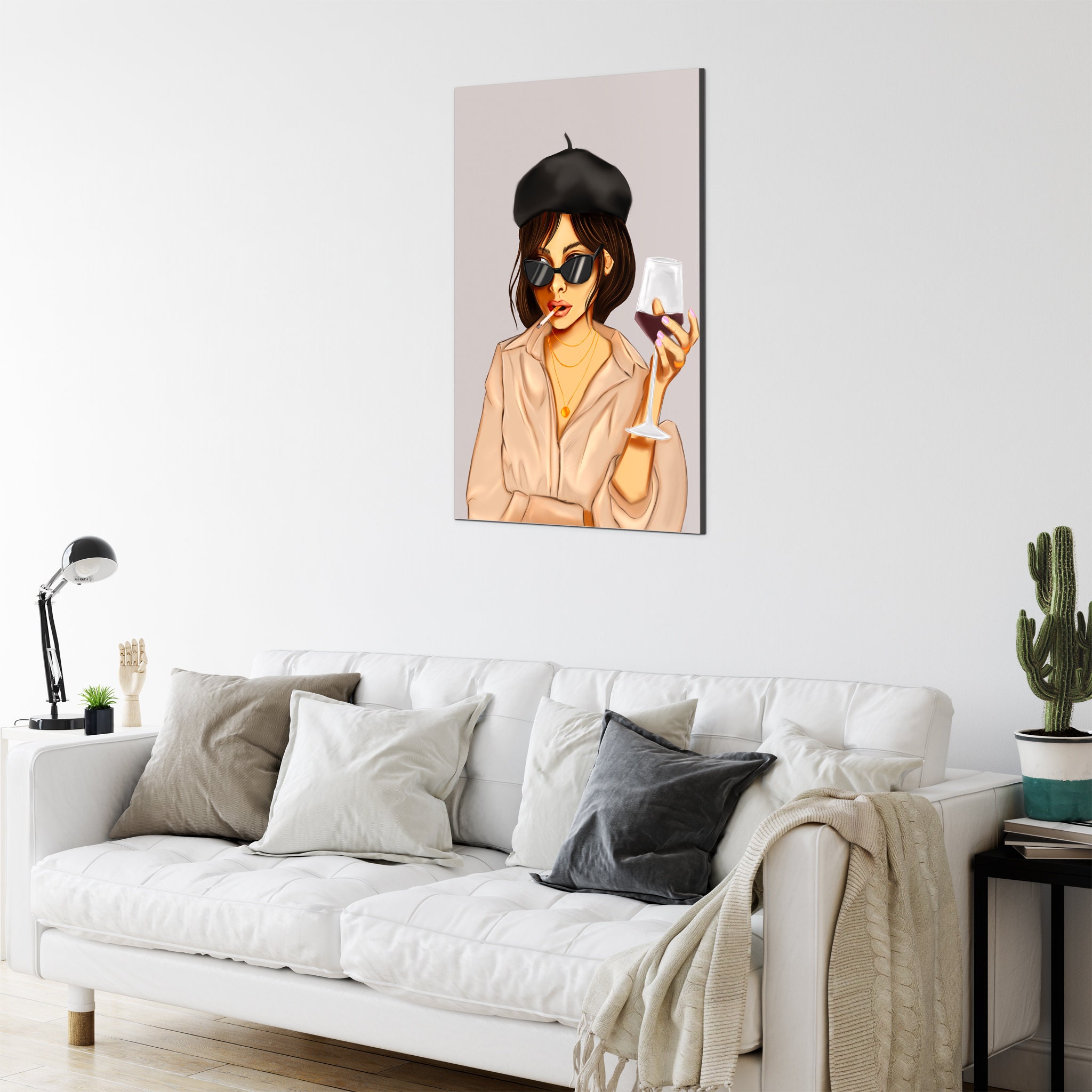 Français Fashion Girl Canvas Art - Art Mural Féministe Femmes Moderne Moderne