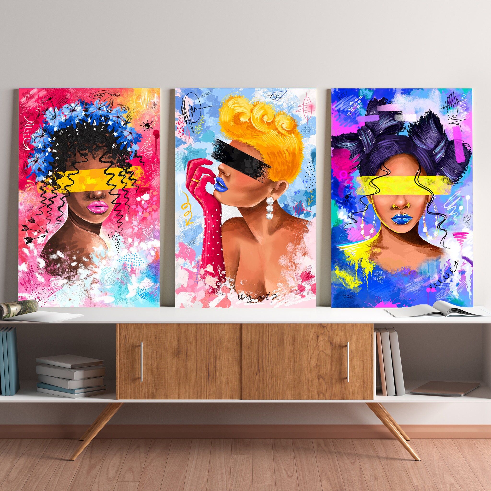 Cécité - Pop Art Canvas Bundles- Roy Lichtenstein Inspiré &pop Art Print Home Decor Vintage