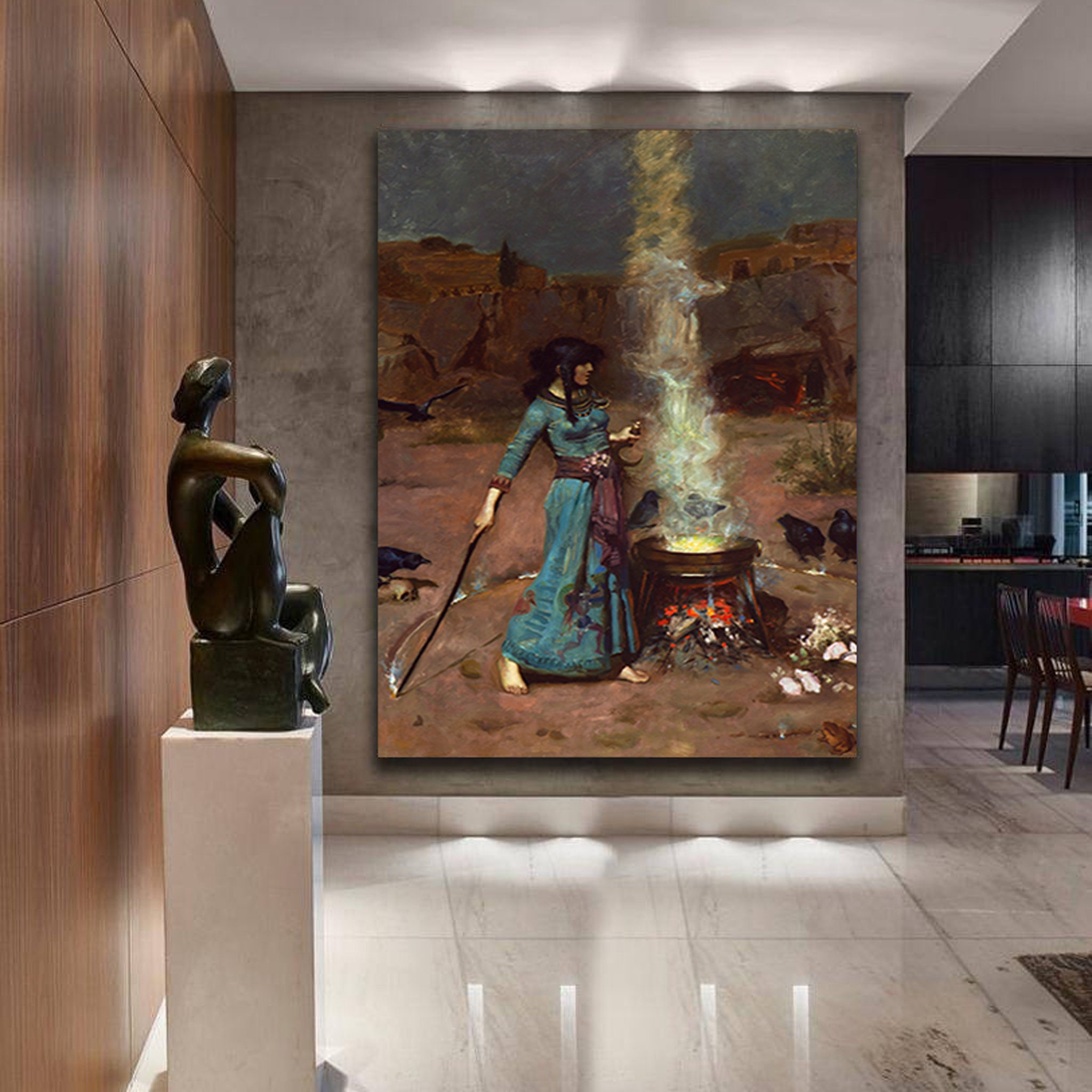 Magic Circle 1886 Par John William Waterhouse Canvas Art Print - Reproduction Toile Print Free Shipp