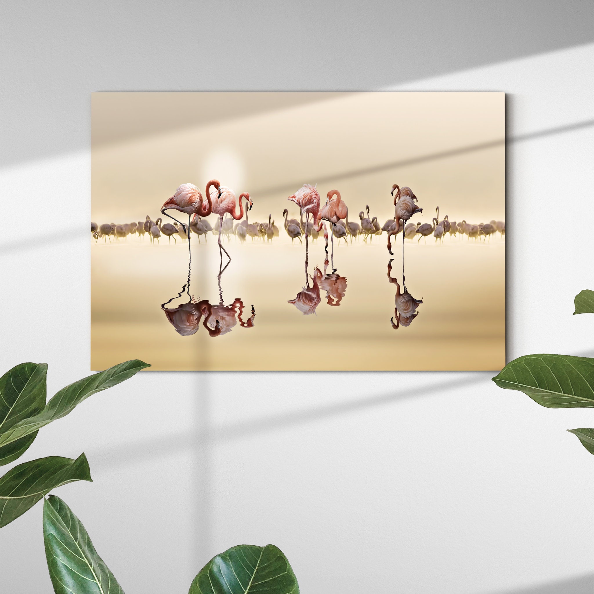 Flamingo Canvas Art Mural - Flamingo Photography Abstrait sur Toile