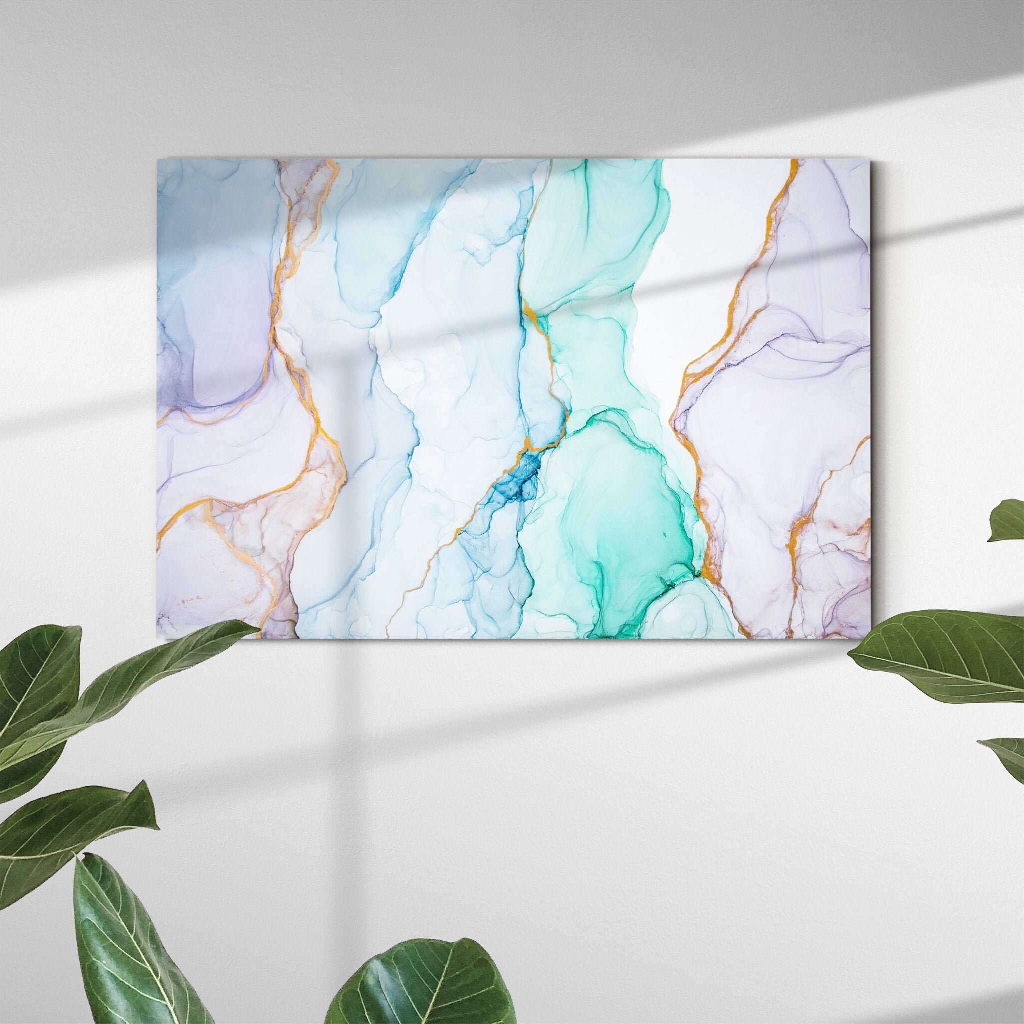 Mur de Marbre - Peinture en Sarcelle & Grand Art Toile Surdimensionné Bel Art Abstrait, Décor Modern