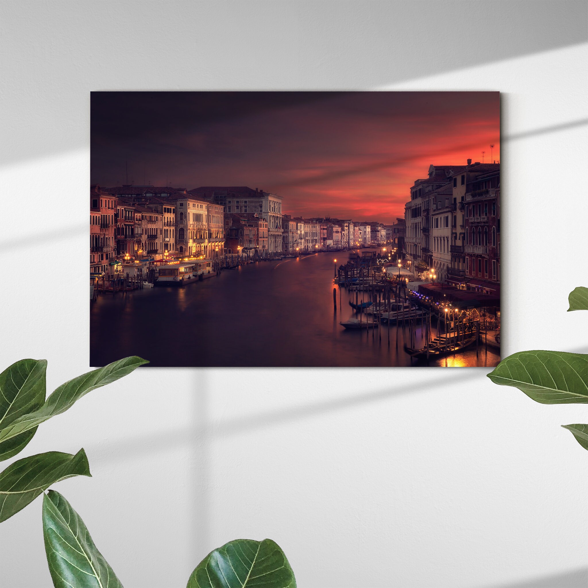 Gran Canal Art Mural sur Toile - Art Du Lac en de Ville Nuit