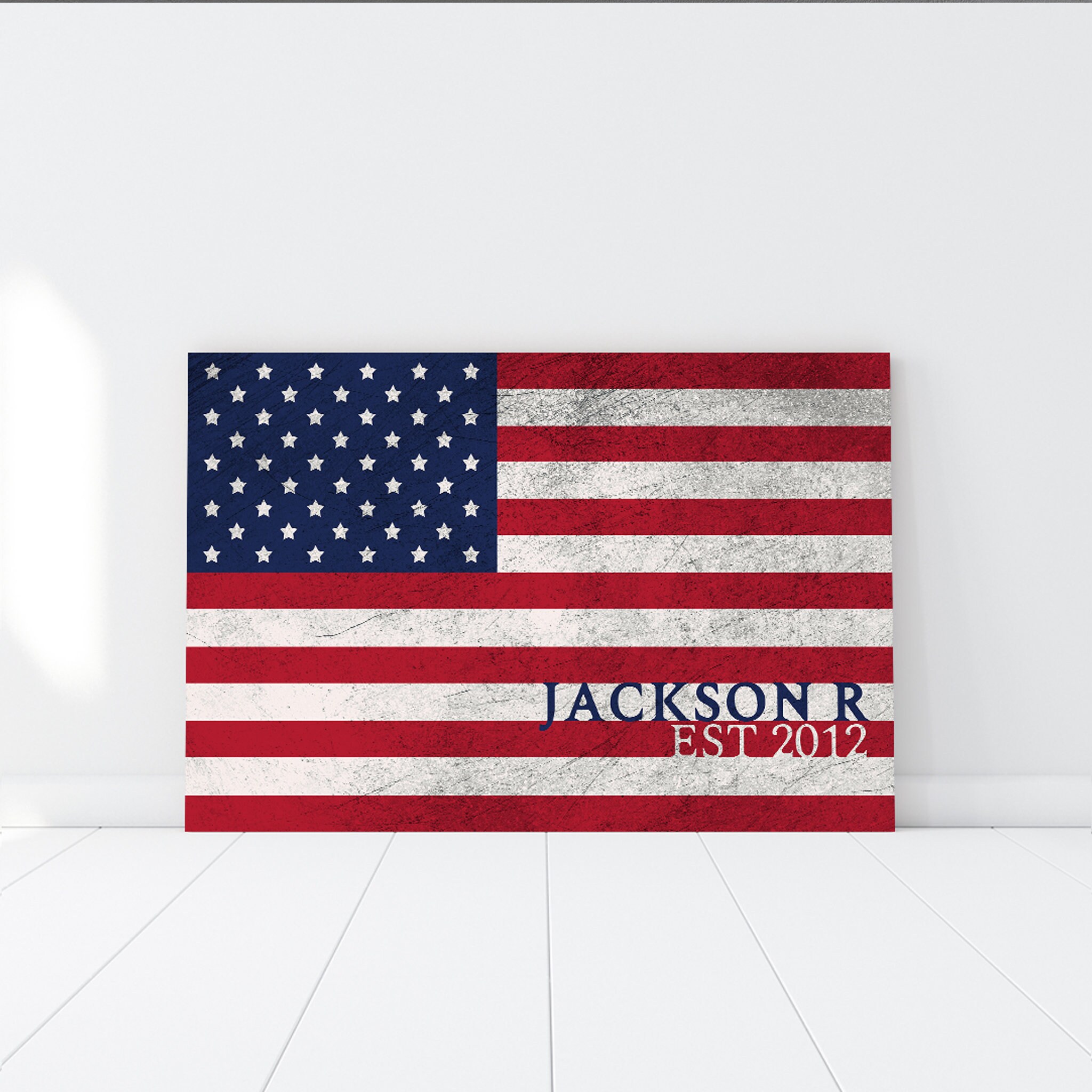 Custom American Flag Canvas Print, Drapeau Des États-Unis. Décor de Bureau Patriotique. Personnalisé