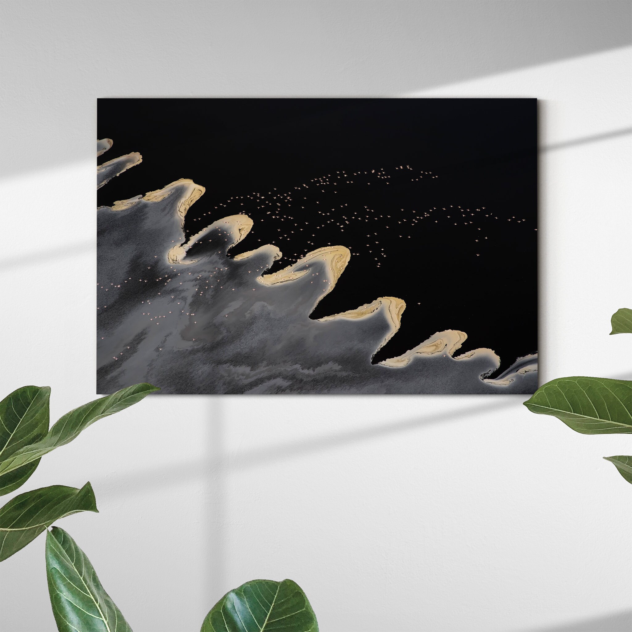 Flying Over The Lake Canvas Wall Art - Lake Wave Art