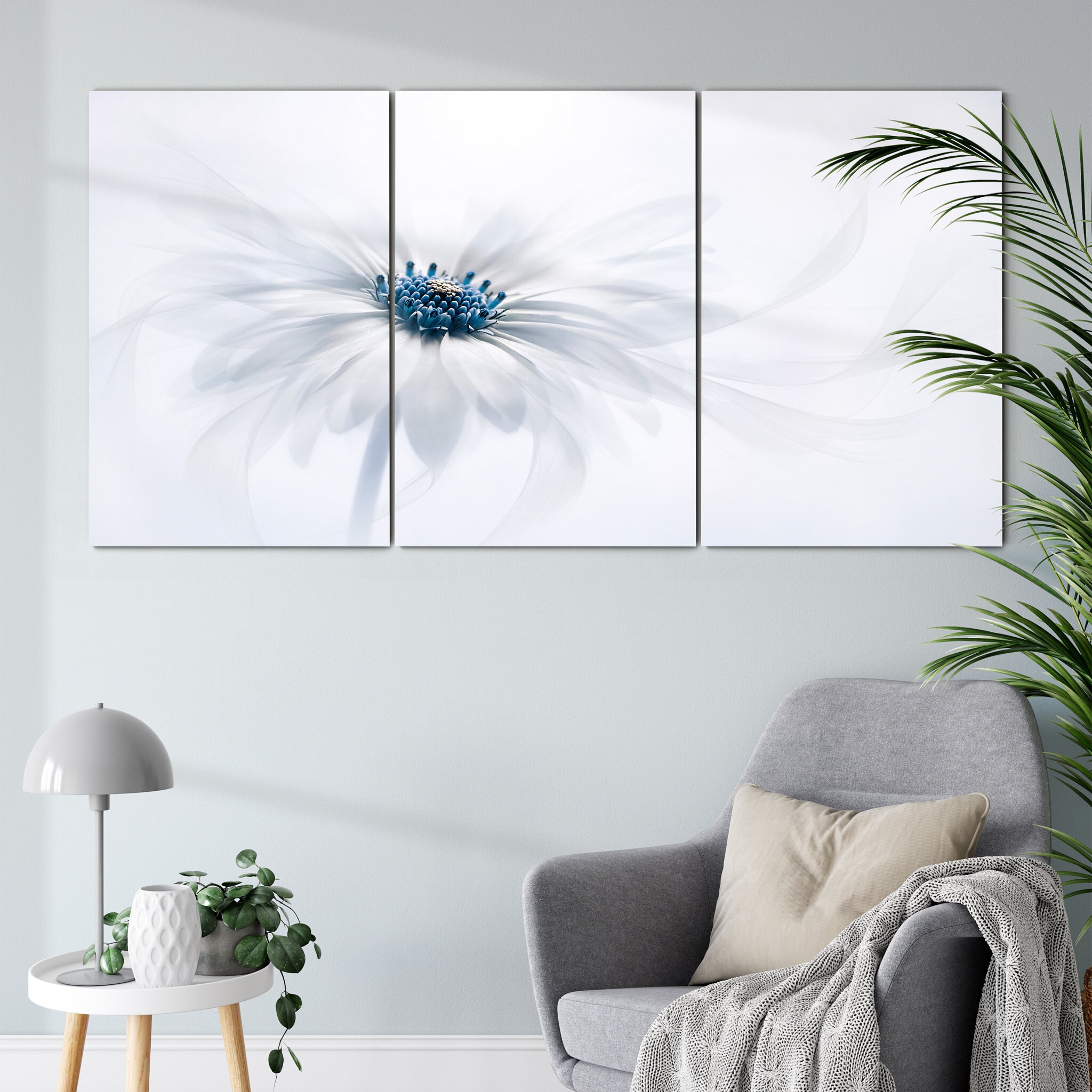 Serenity Canvas Art Mural - Fleuri Blanc