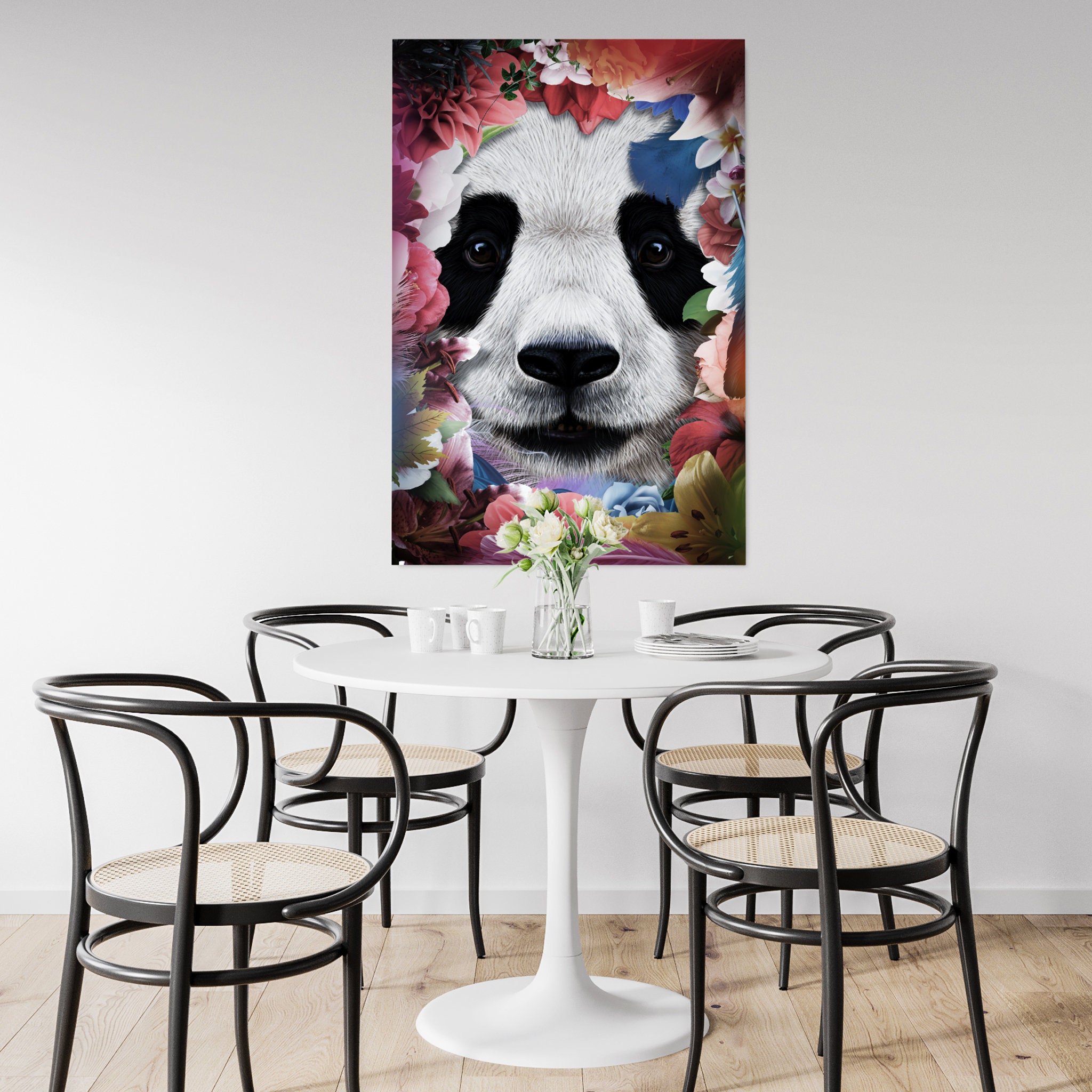 Toile d'art de Mur Panda - Impression Encadrée Tropicale Cadeau Housewarming Grand Art Toile, Estamp