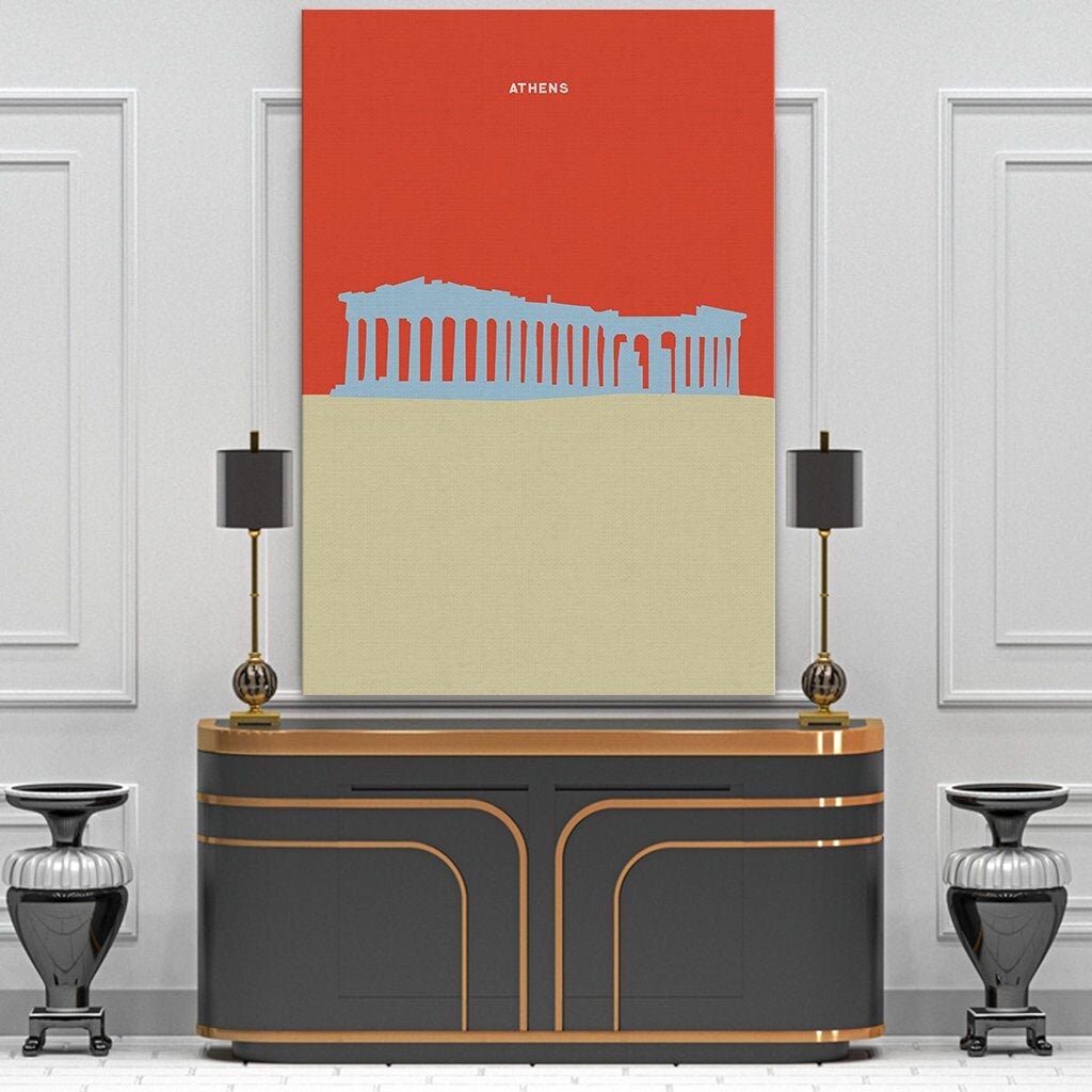 Pantheon Canvas Print, Modern Contemporary Artwork, Athens Print, Greece Landmarks Wall Art Minimali