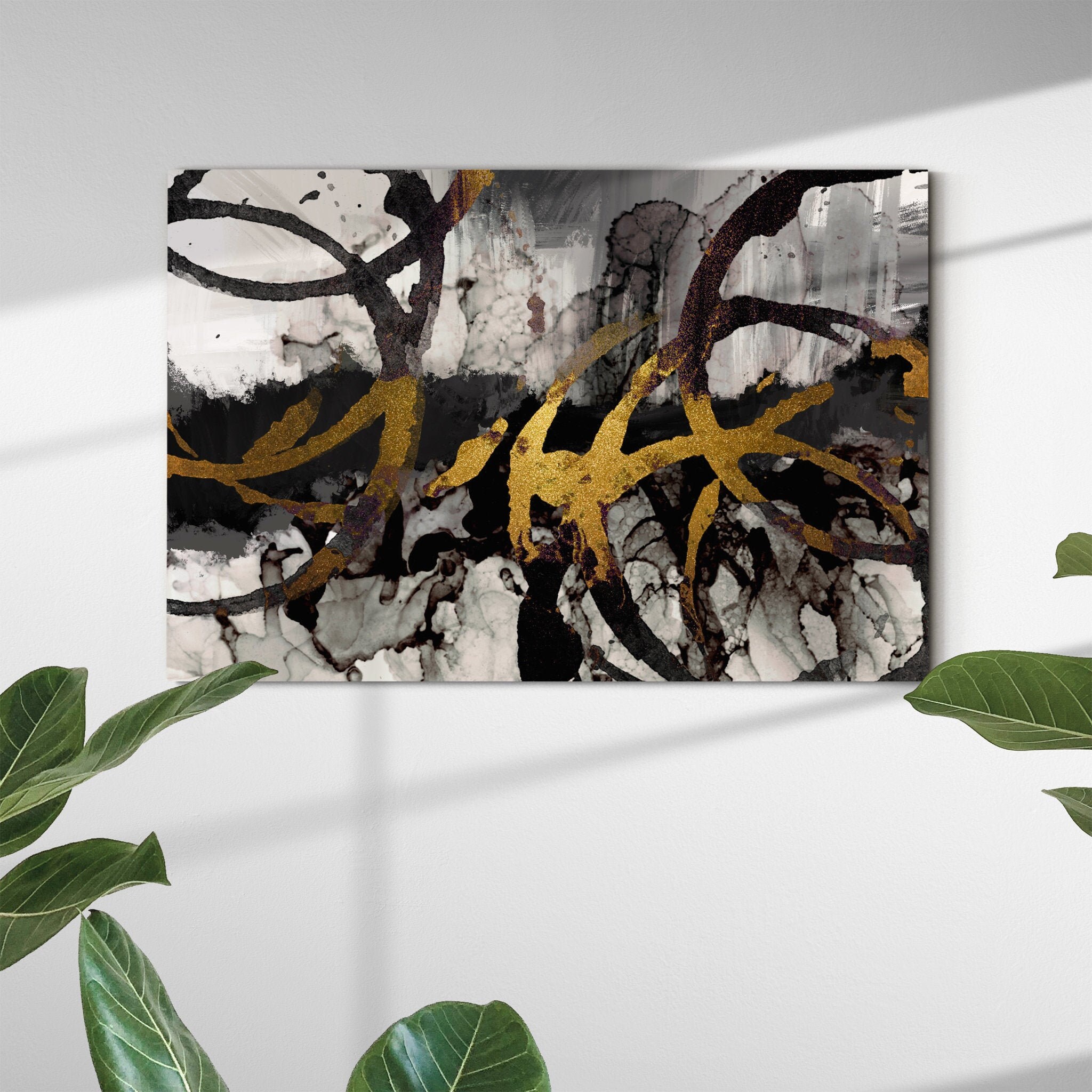 Cercles d'or - Impression de Peinture Abstraite, Art Moderne, Mural Abstrait, Abstraite et Art Moder