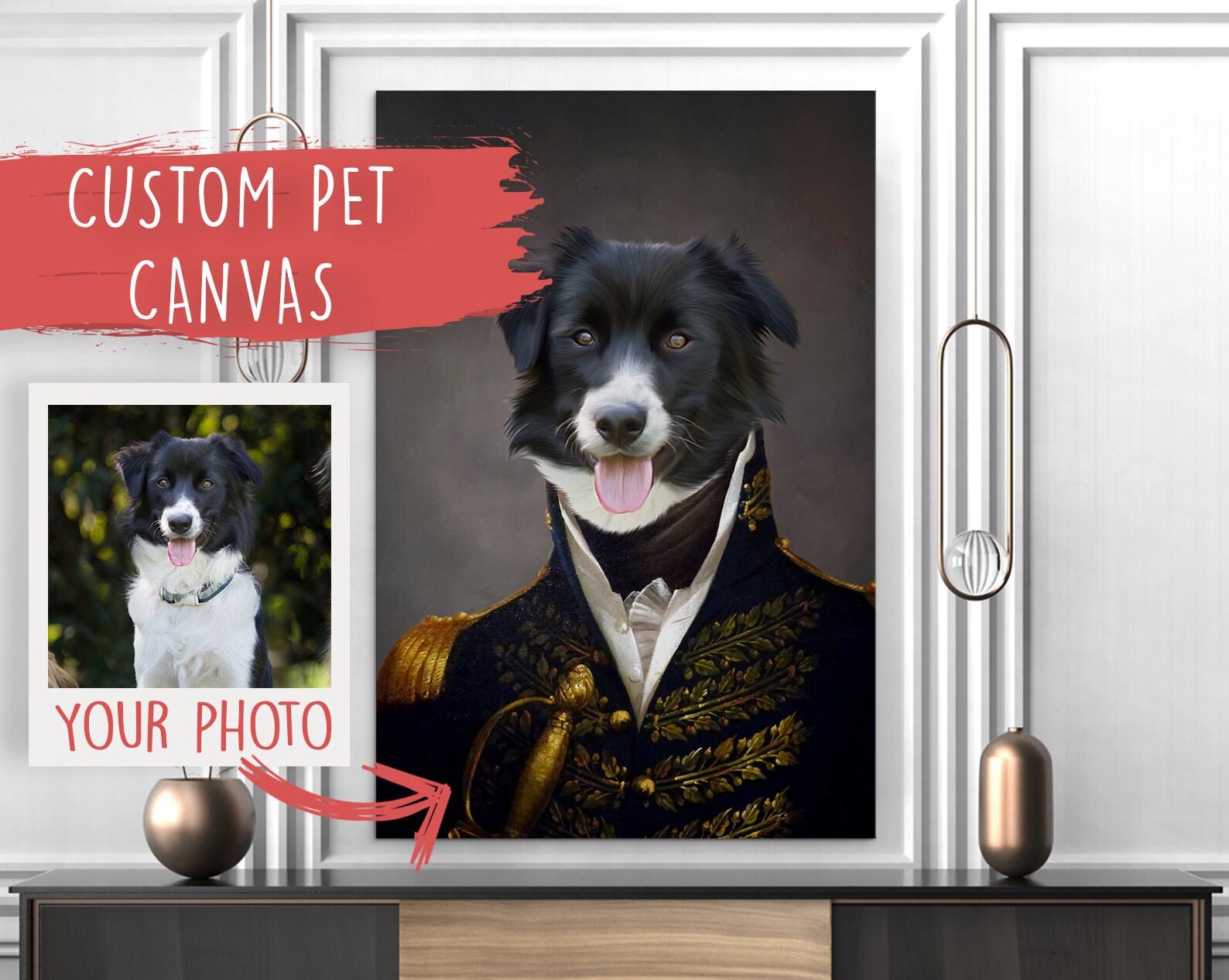 Portrait Personnalisé d'animal de Compagnie, L'ambassadeur. Portrait Chien Commission, Portraits d'a