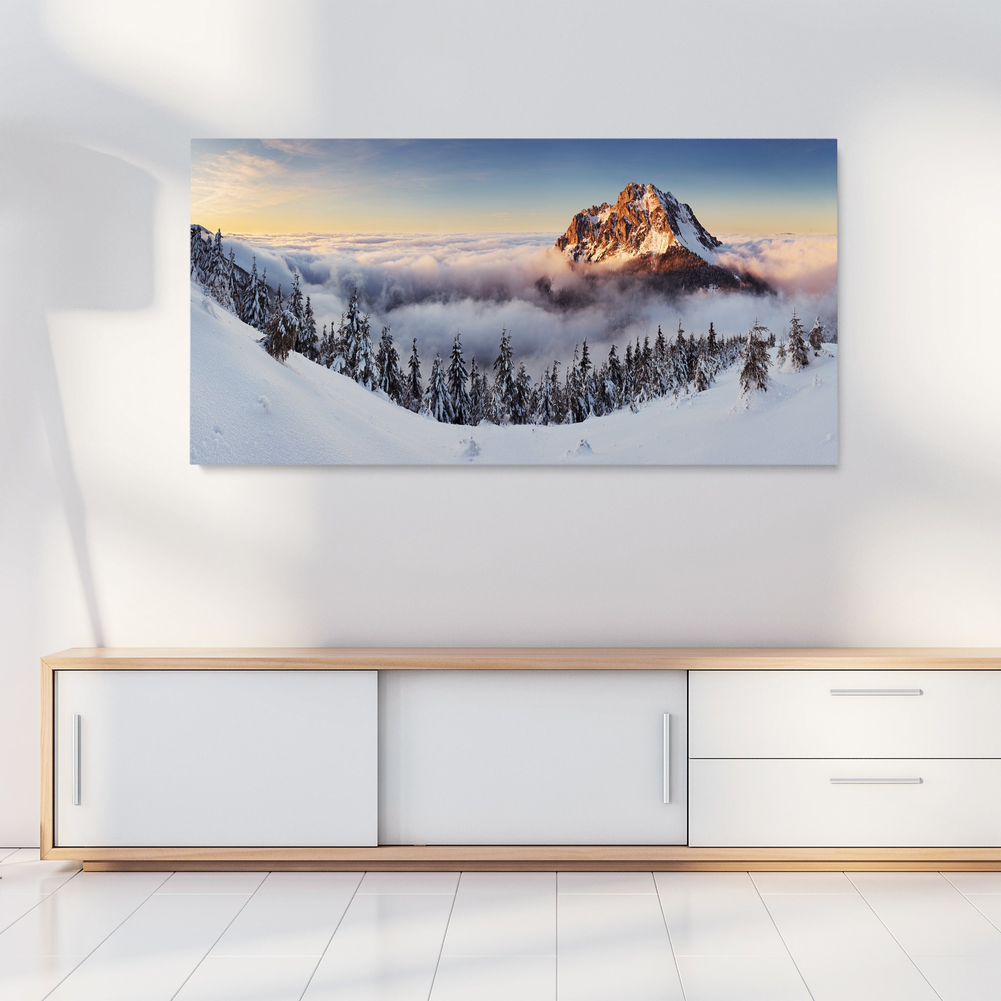 Golden Peak Canvas Art Mural - de Montagne Photographie Montagne