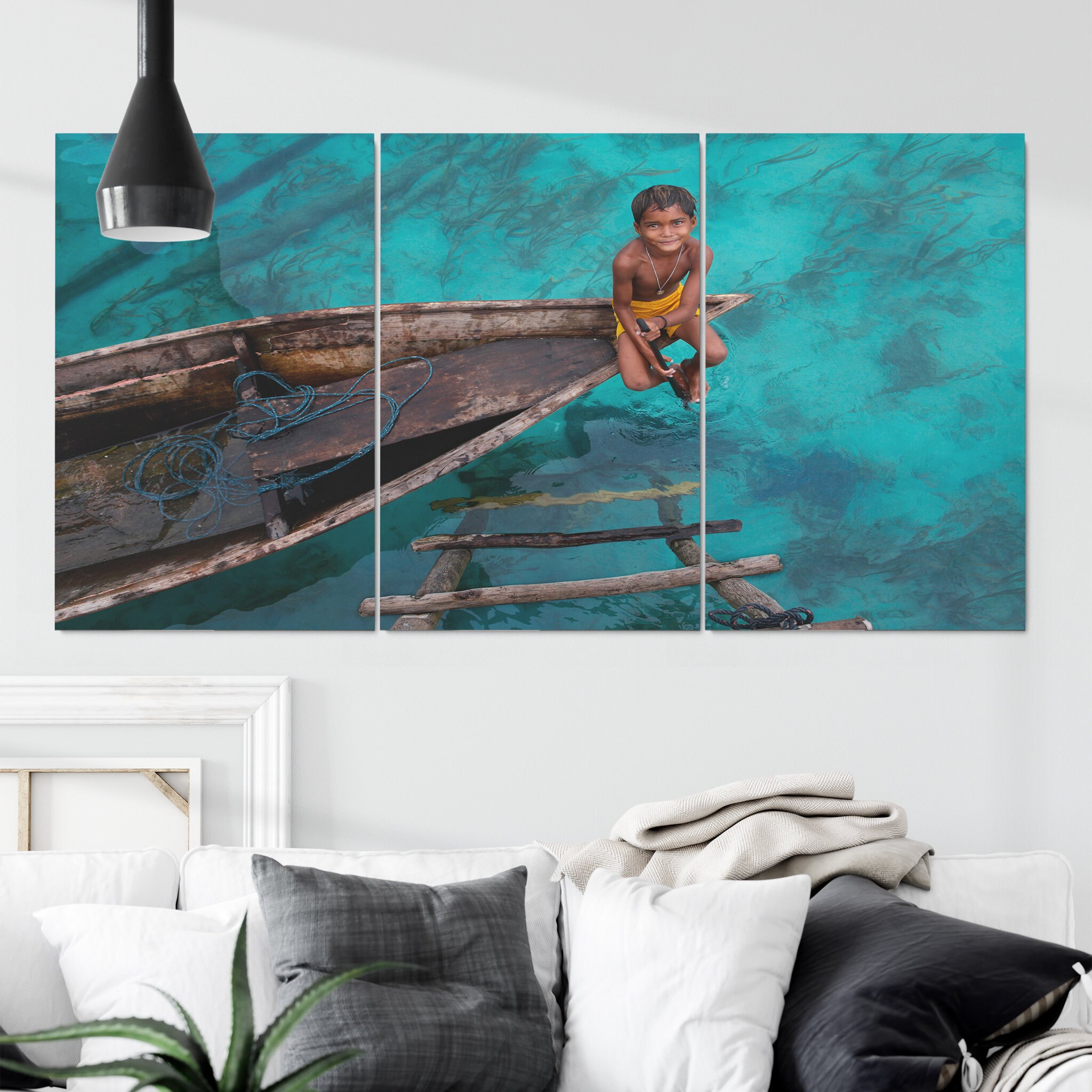 Bajau Boy Canvas Art Mural - Photographie de Portrait Garçon Portrait