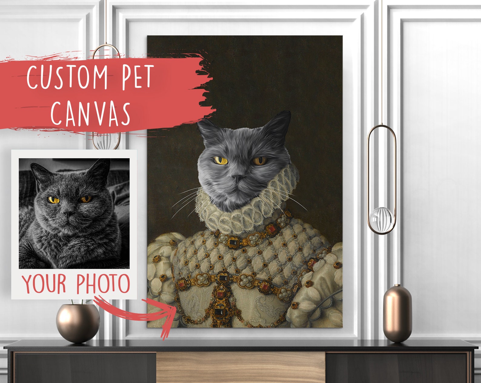 Portrait d'animal de Compagnie Personnalisé, La Princesse Ii. Verticale Chien Commission, Portraits 