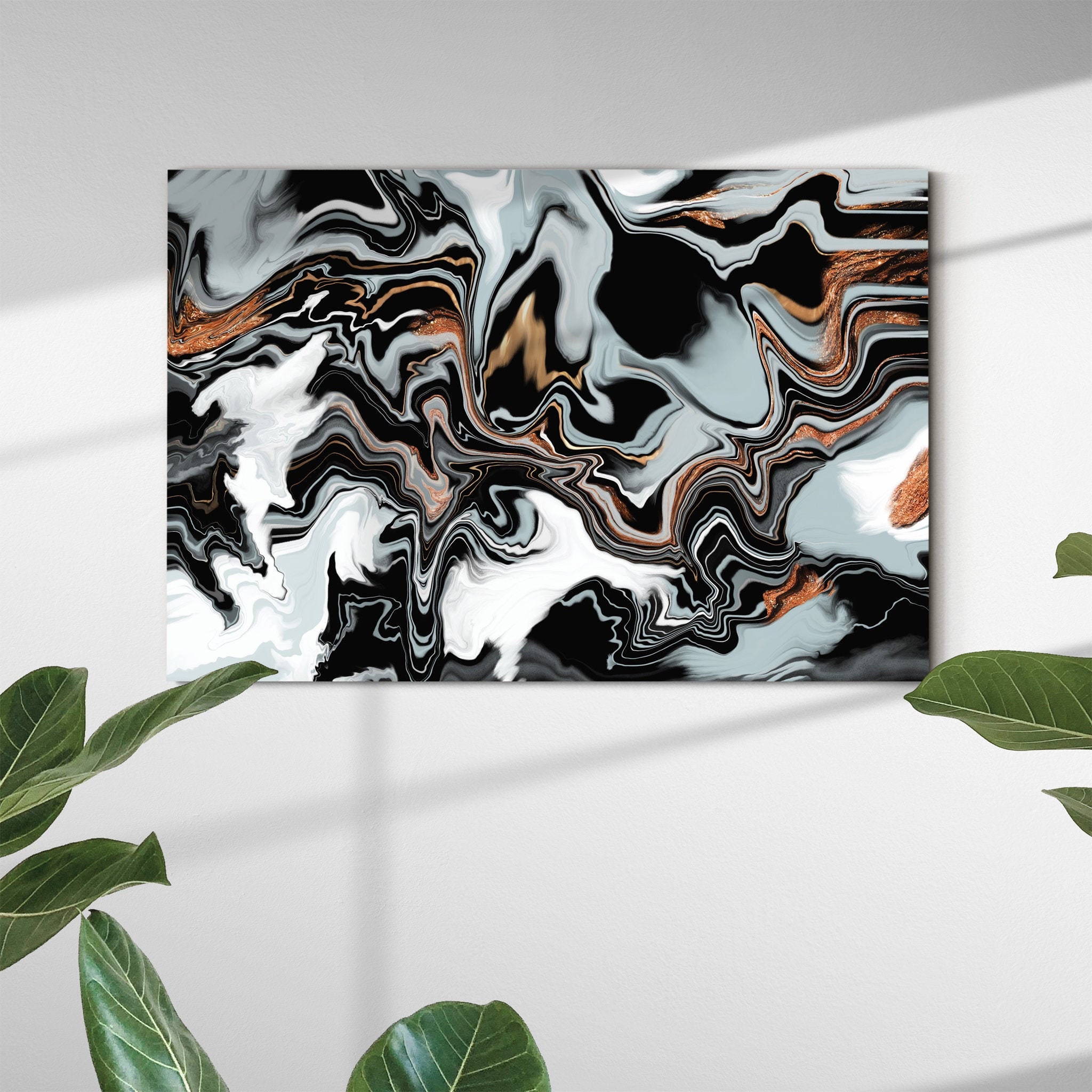 Multi Mixte Noir et Gris - Grand Art Mural Moderne Impression Abstraite de Salon Surdimensionné Toil