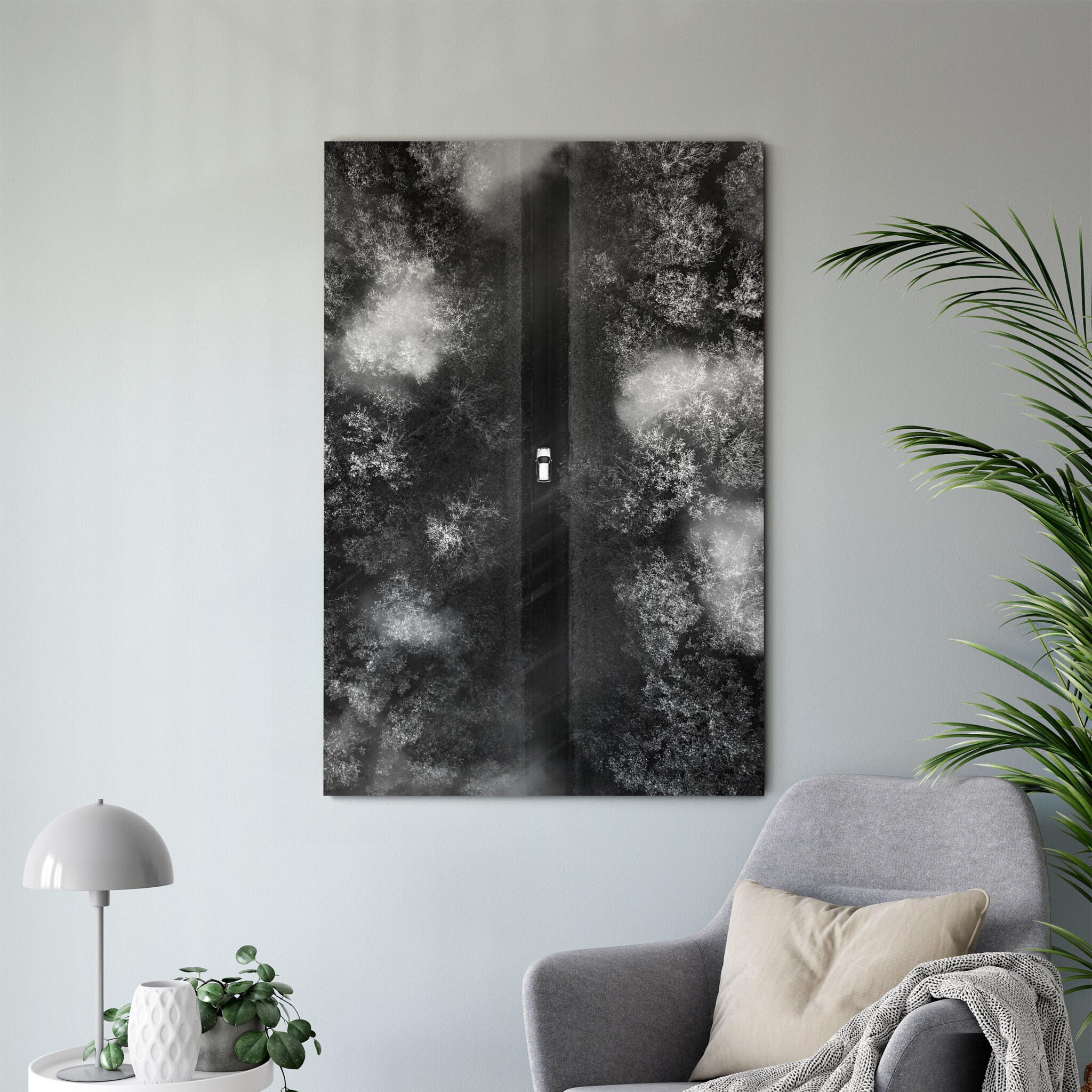 Toile Noire et Blanche de Route - Art Mur Paysage Impression Paysage.