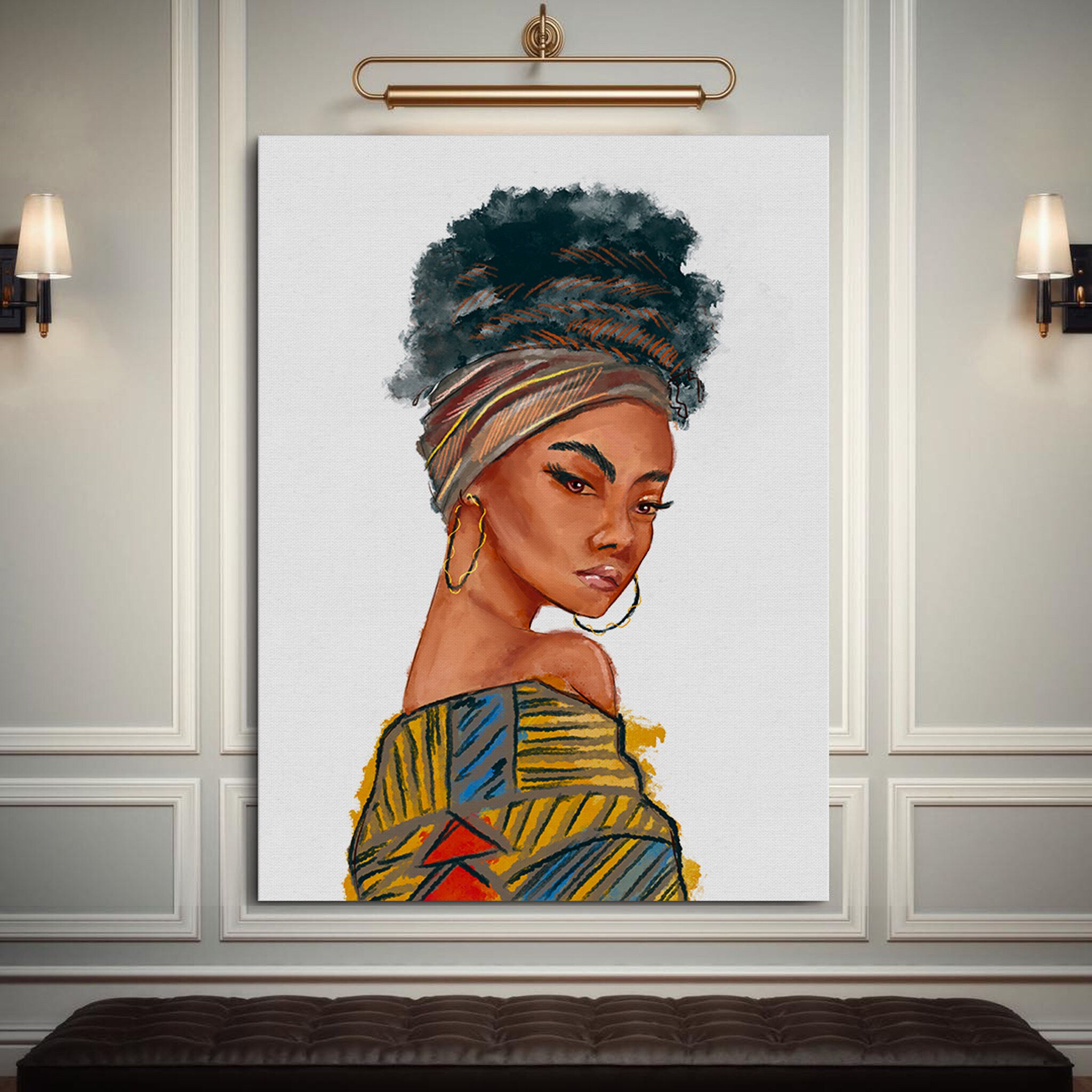 Aquarelle Black Beauty - African Women Wall Art Art Mural Féministe Woman Art