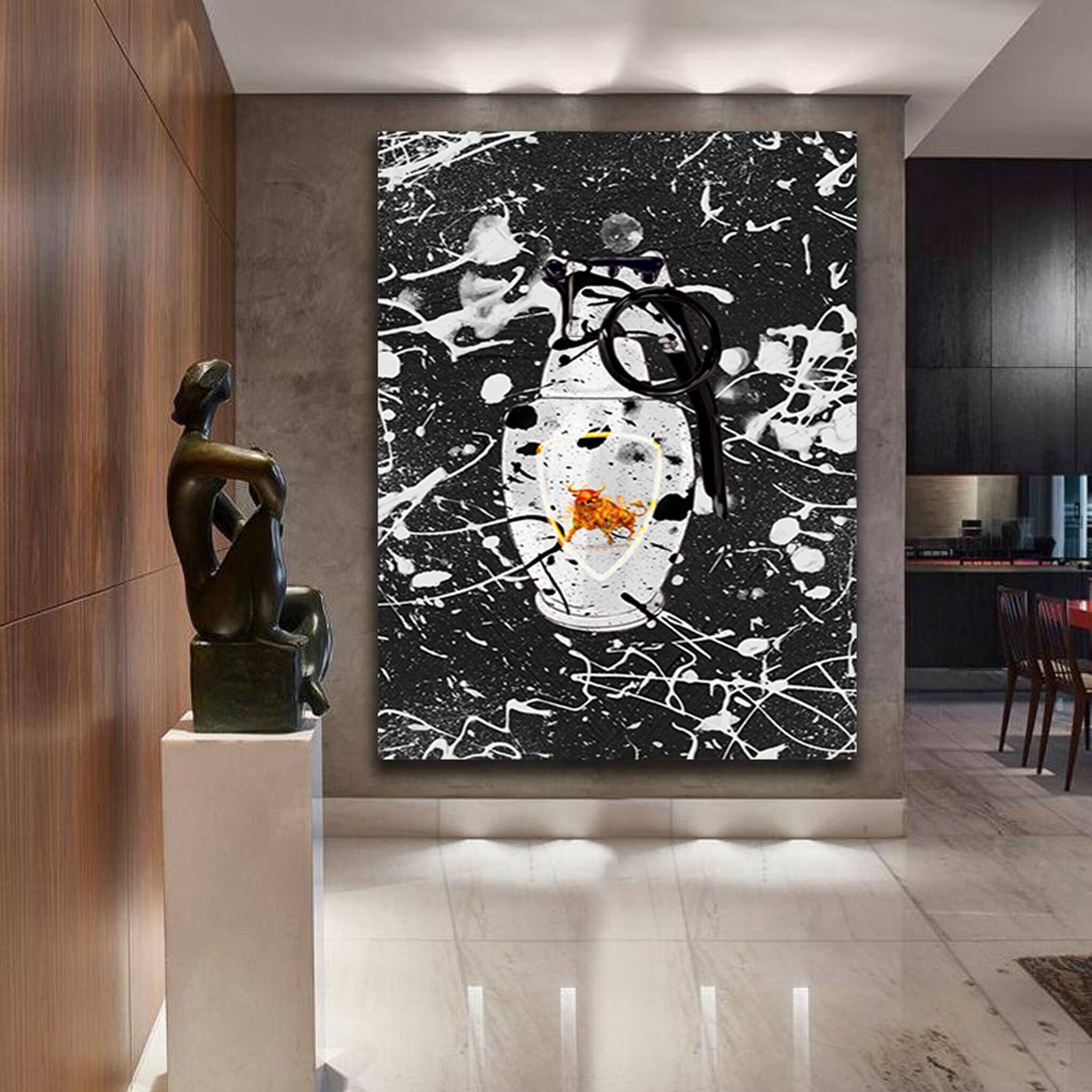 Grenade Blanche - Motivational Canvas Wall Art/Inspirational Art/Parfait Pour Le Décor de Bureau, Ca