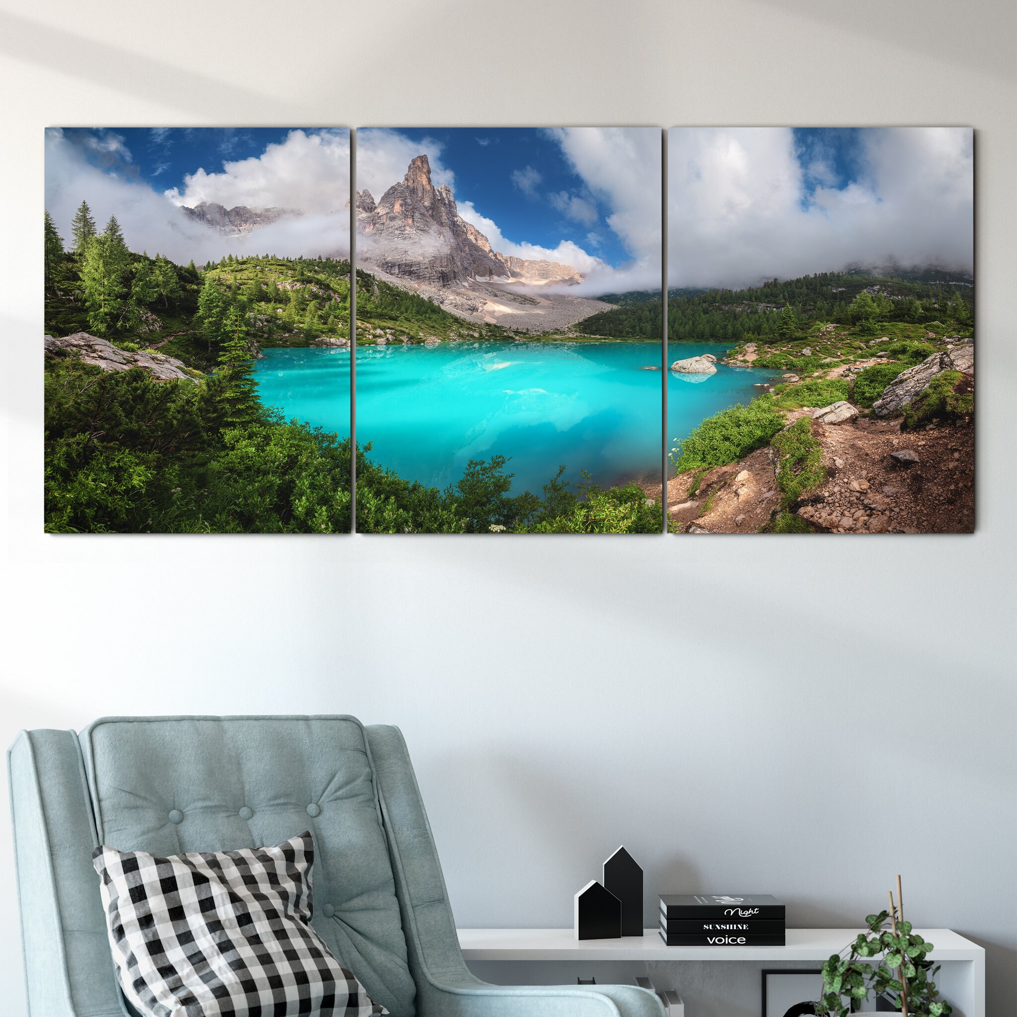 Vénétie - Lago Di Sorapis Panorama Art Mural sur Toile Art Nature Montagne