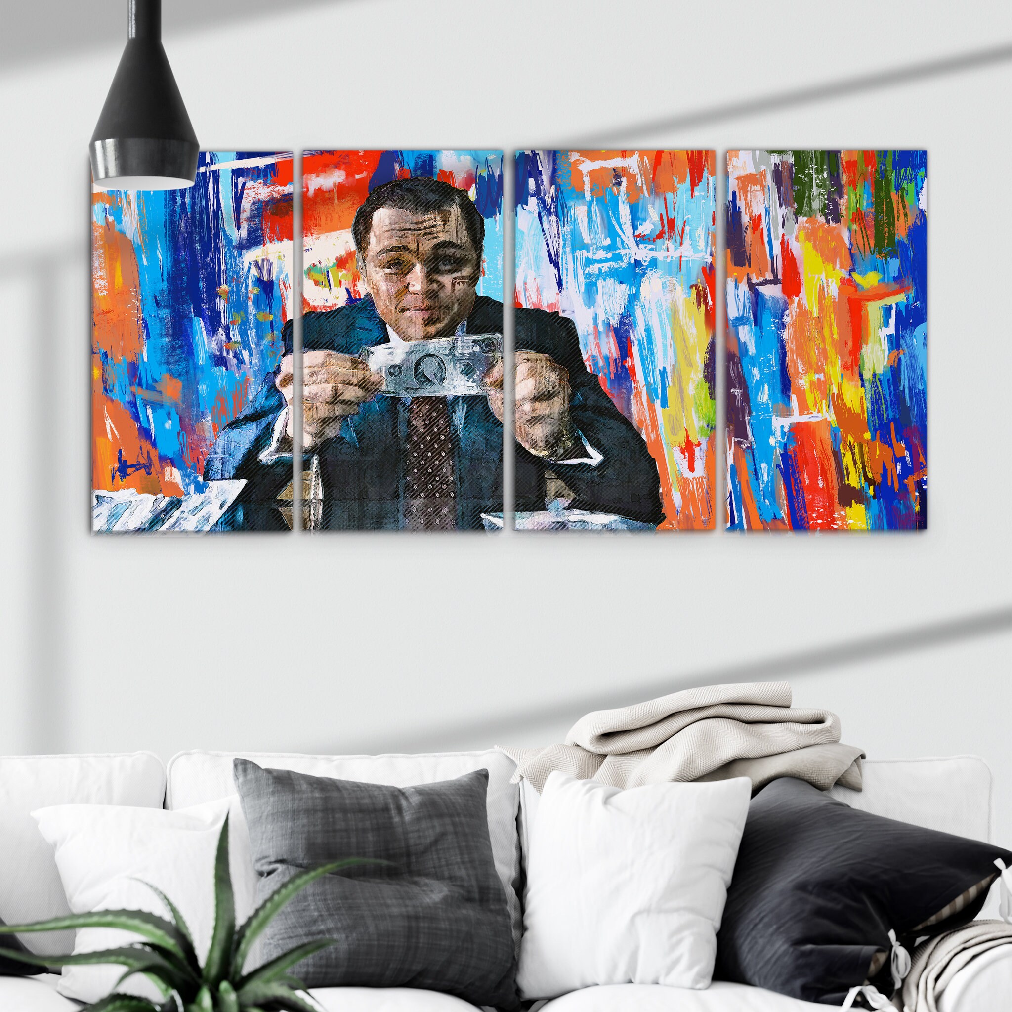 4 Pièces Wall Art Gatsby The Great Multi Panneau Encadré Toile - Loup de La Toile Street, Wall Stree