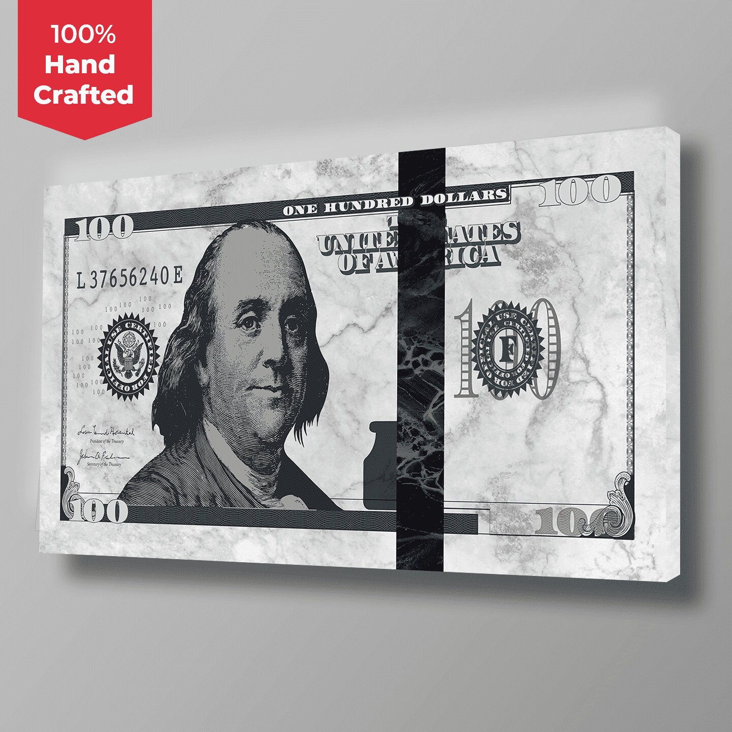 Benjamin Franklin White Marble - Toile d'argent Inspiré. Parfait Pour Le Bureau
