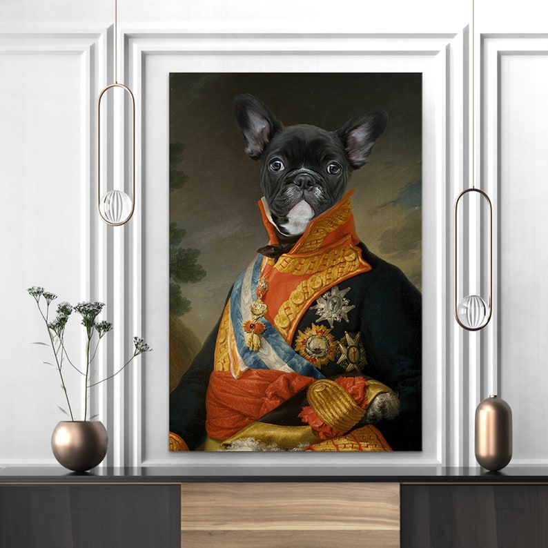 Pet Portrait Canvas The admiral. Commission dog portrait