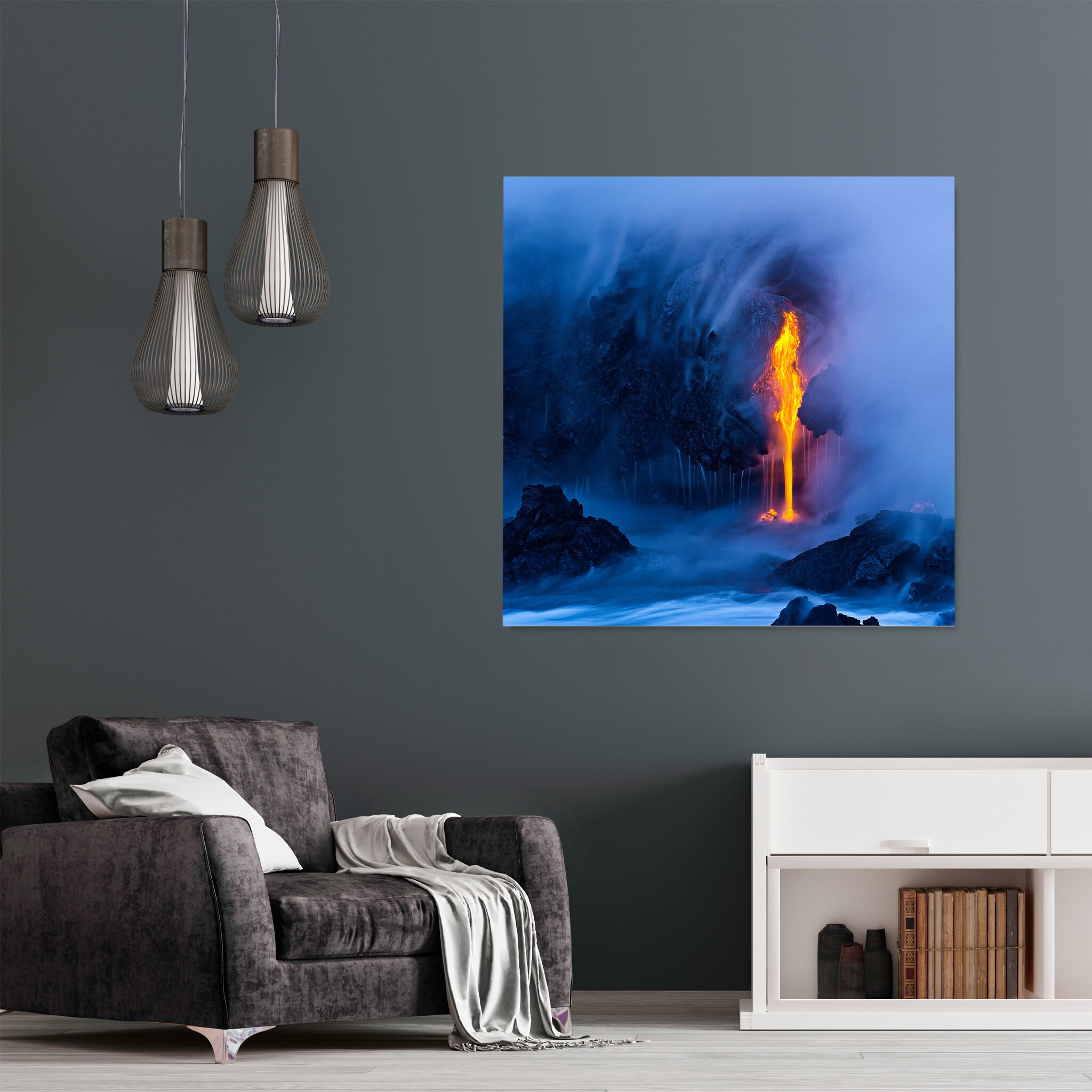 Art Mural Electric Blue Canvas - Décoration Murale de La Chambre Art Abstrait en Toile