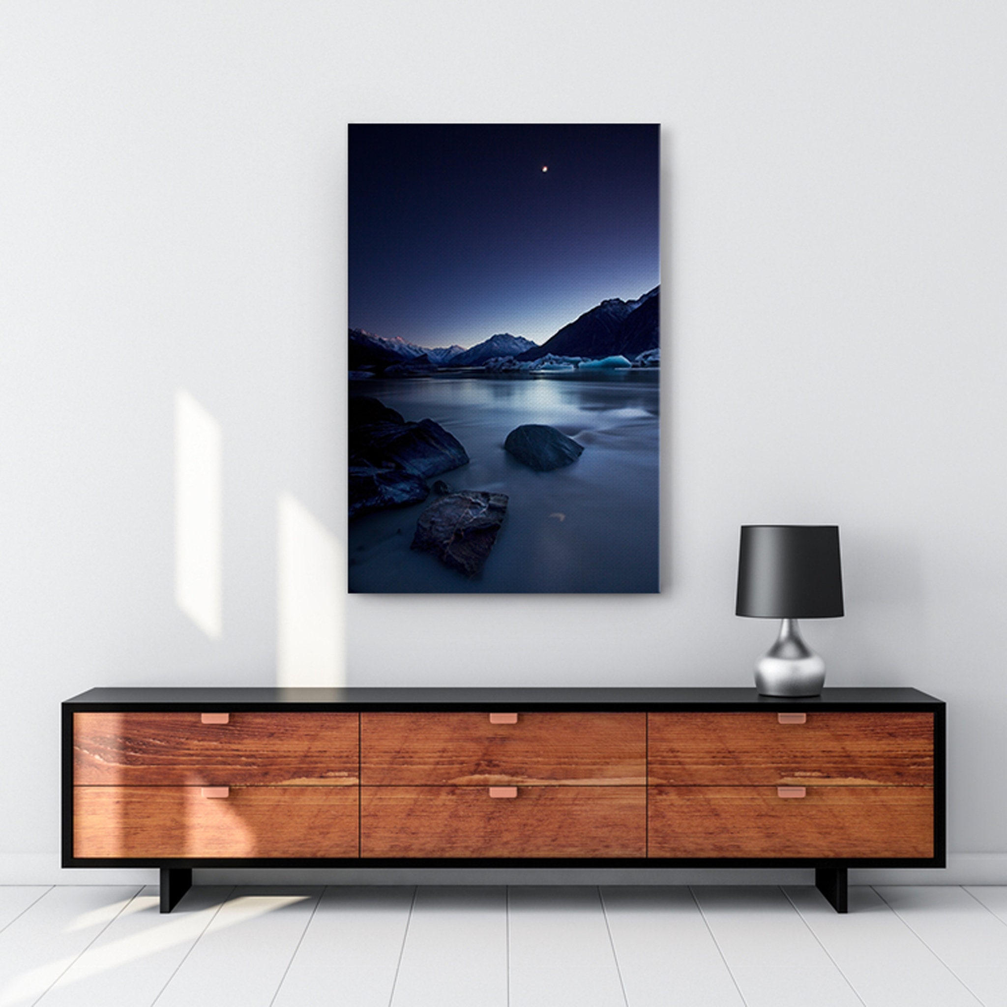 Moonlight Canvas Art Mural - Photographie de Lune Du Ciel Nocturne