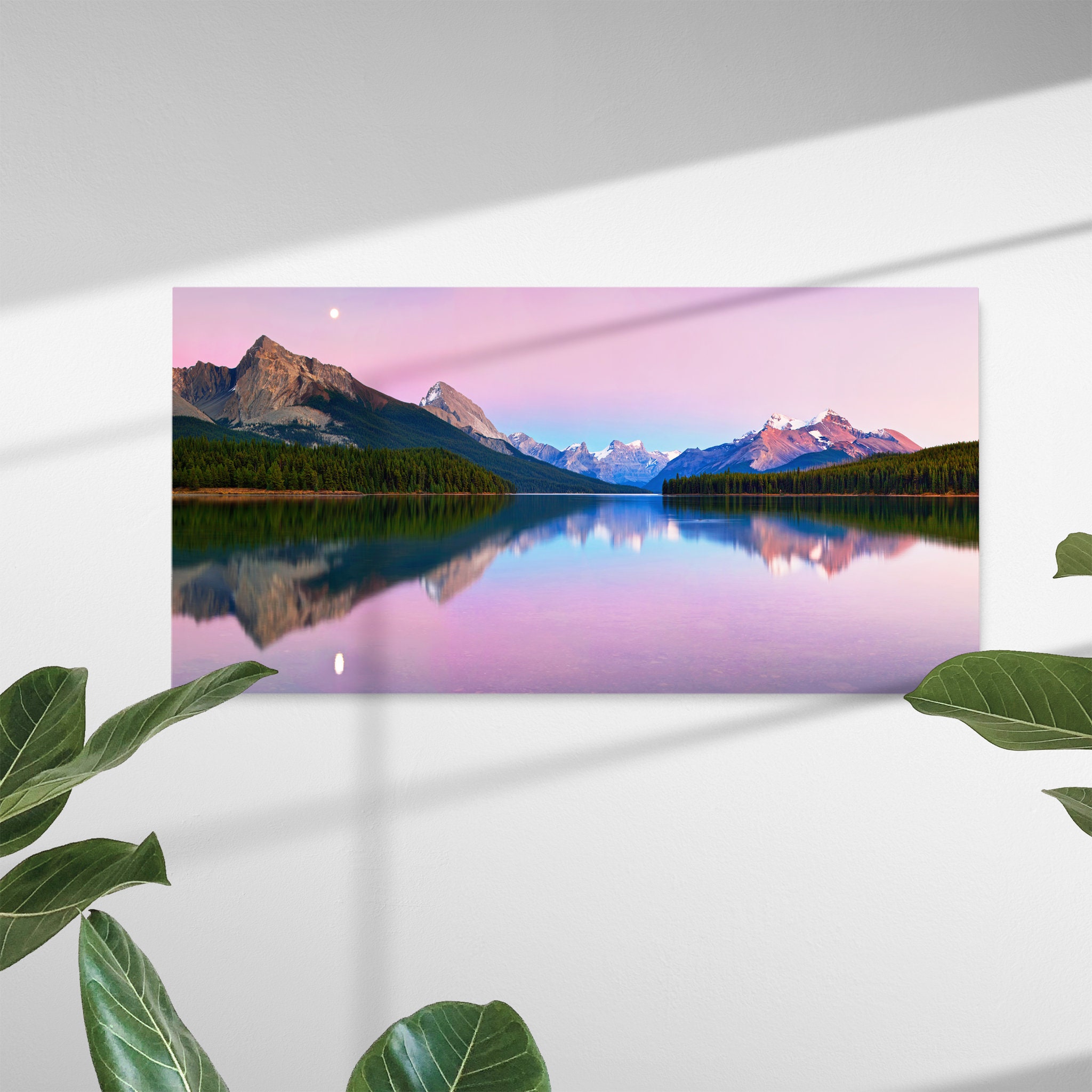 Maligne Lake Canvas Wall Art - Lake Mountain Art