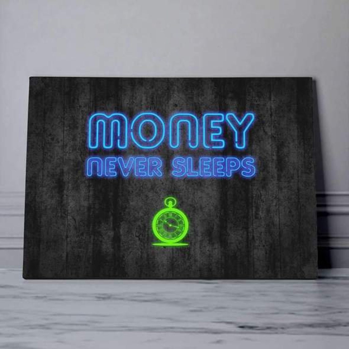 Money Never Sleeps Neon Wall Art Neon Wall Art Print & Neon | Etsy