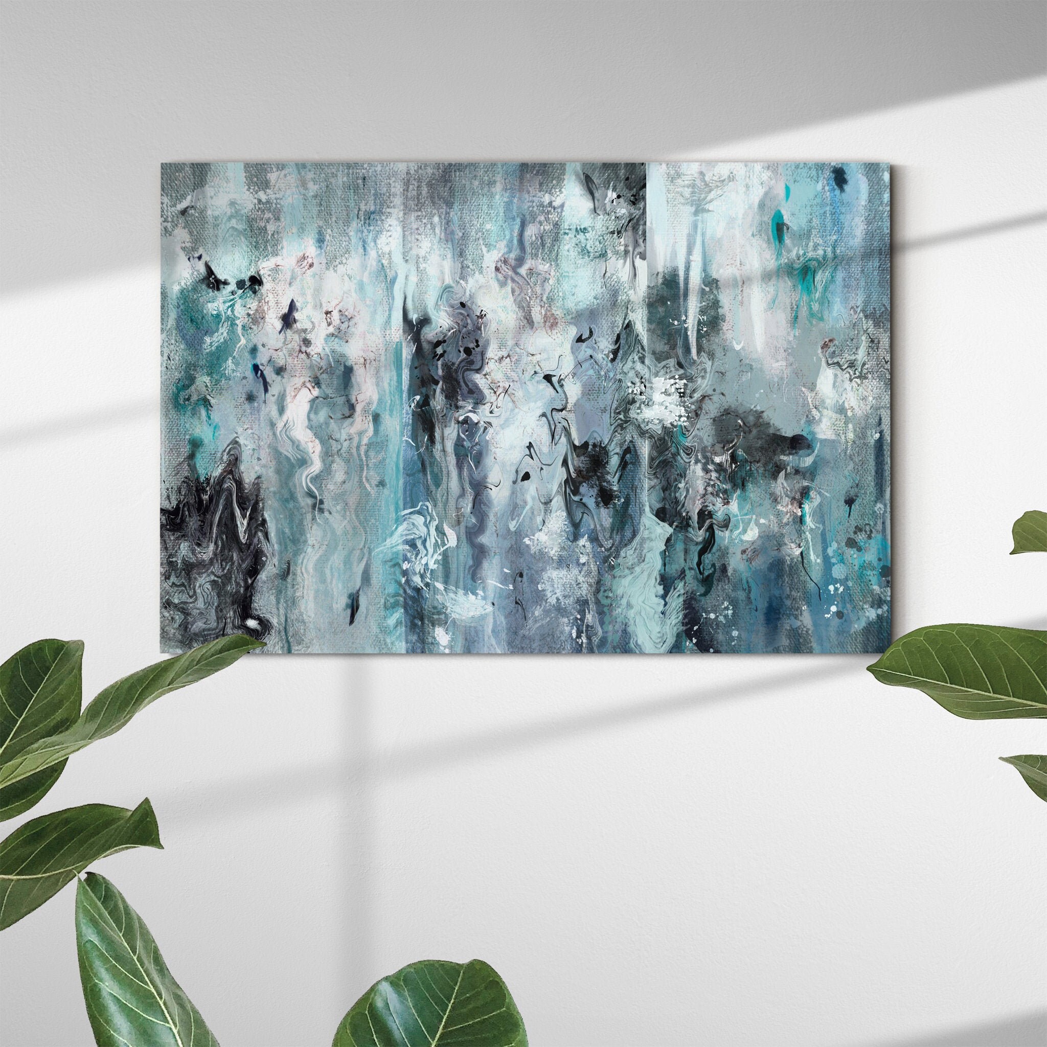 Extra Large Wall Art Abstrait, Contemporain, Peinture Abstraite, Décor de Pièce Esthétique, Toile Bl