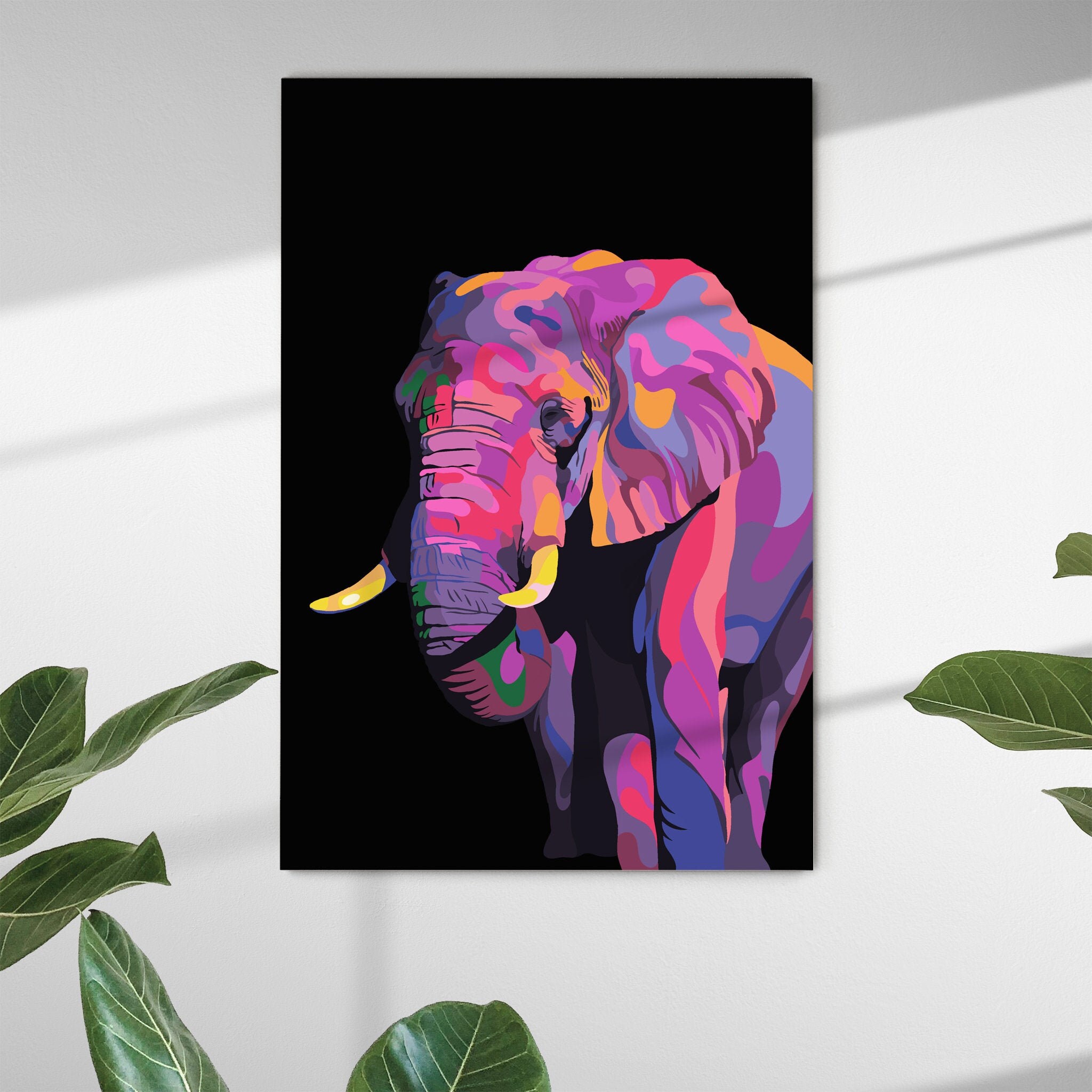 Elephant Pop Art - Imprimés Animaliers Toile d'art Mural Animal Cadeau de Crémaillère